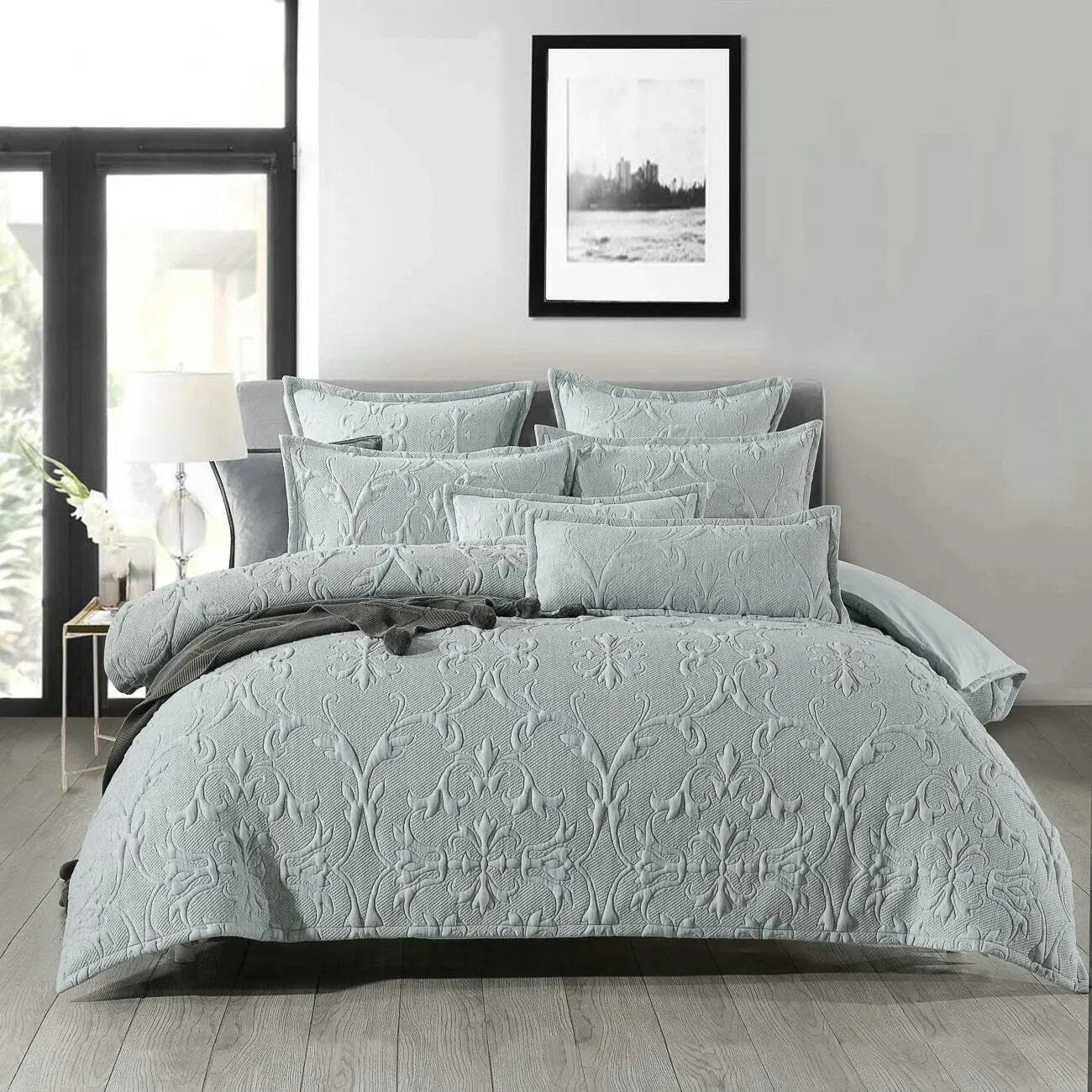 Rachele Grey Quilt Cover Set