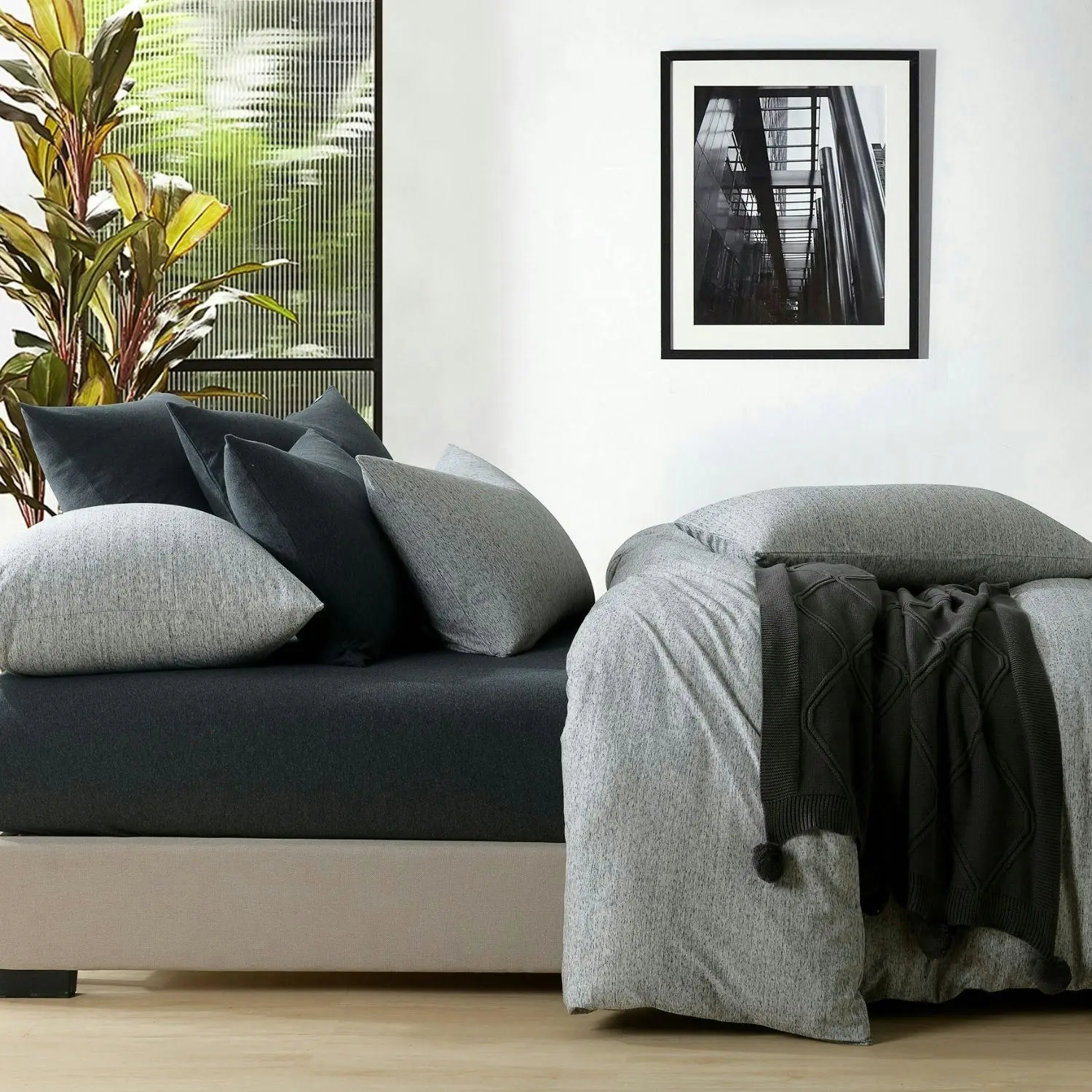 Jersey Quilt Cover Set Grey