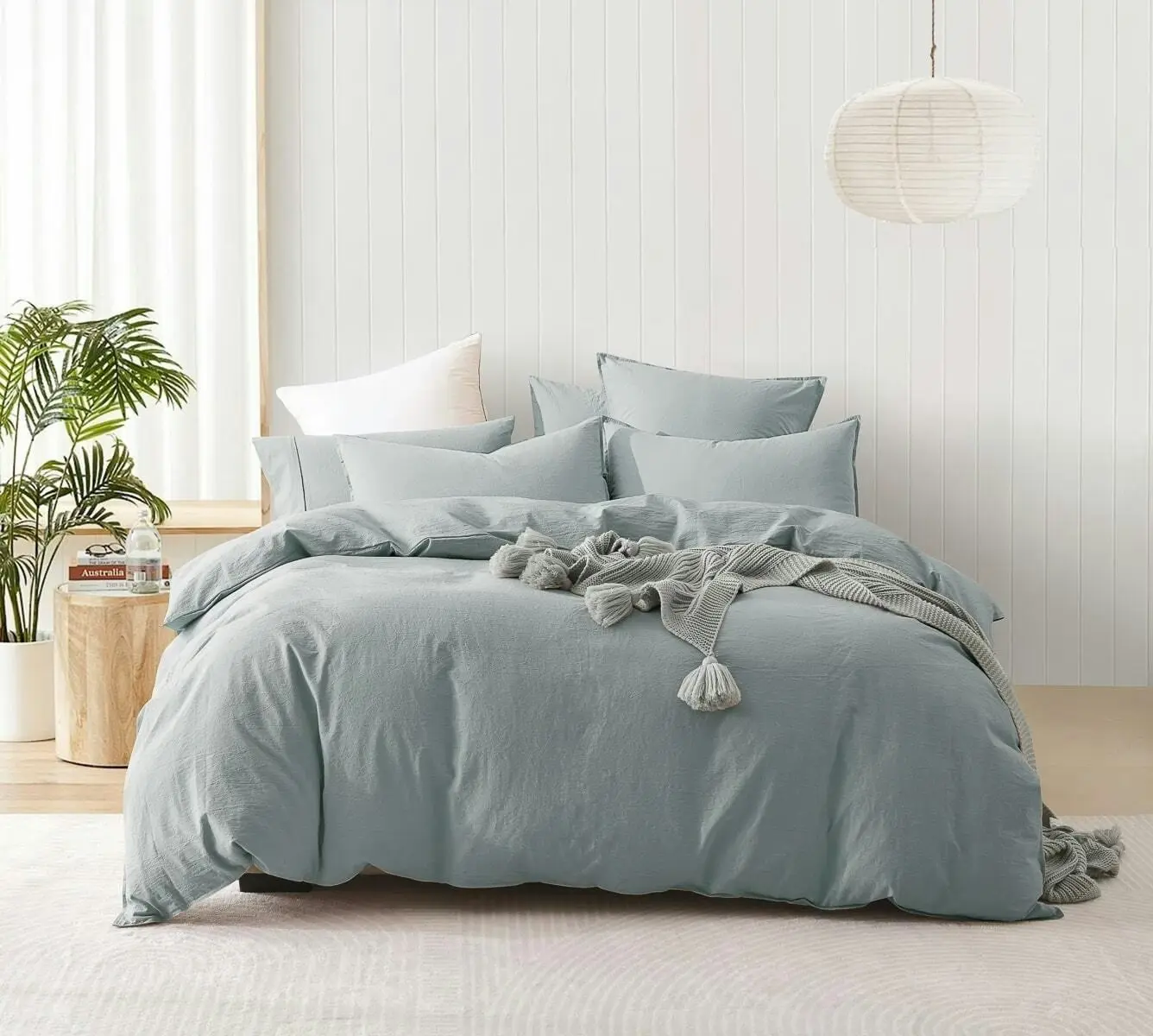 Stone Washed Quilt Cover Set Stormy Blue