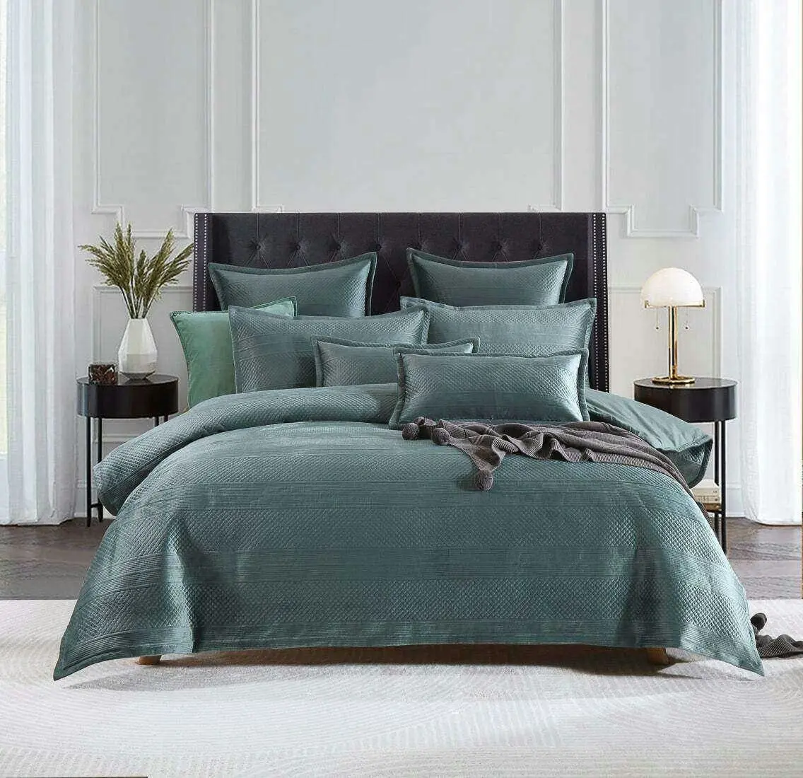 Emma Quilt Cover Set Forest Green