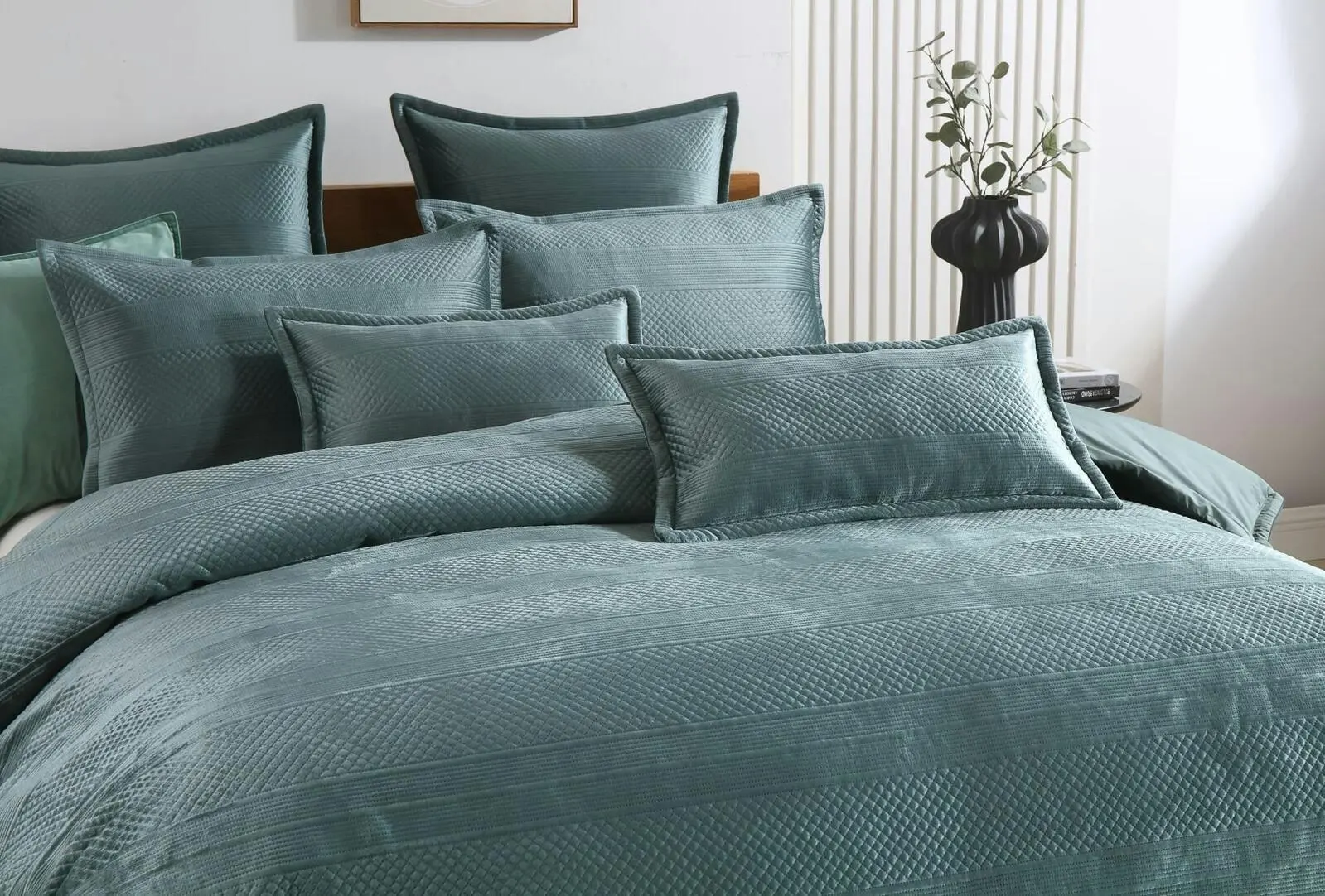 Emma Quilt Cover Set Forest Green