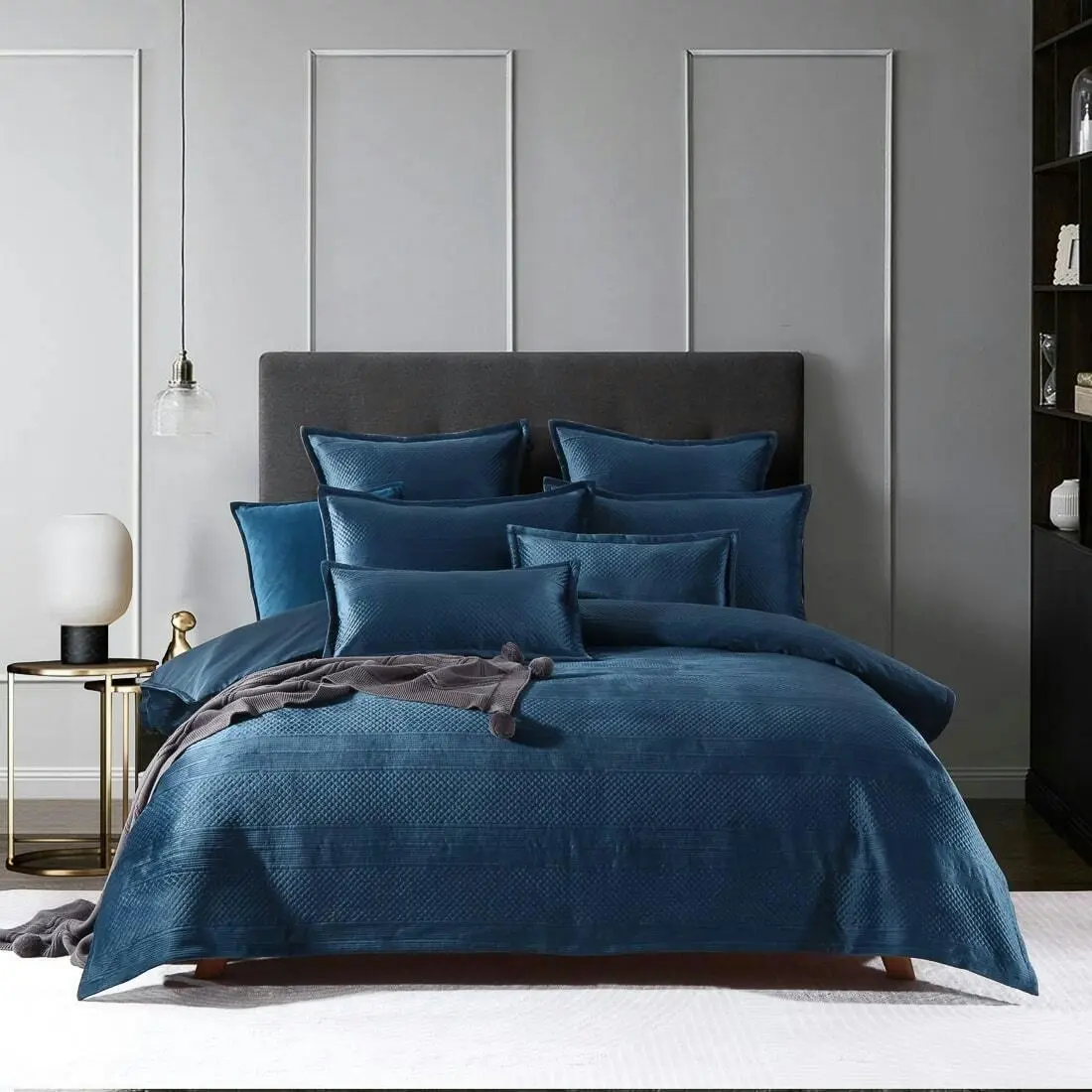 Emma Quilt Cover Set Navy