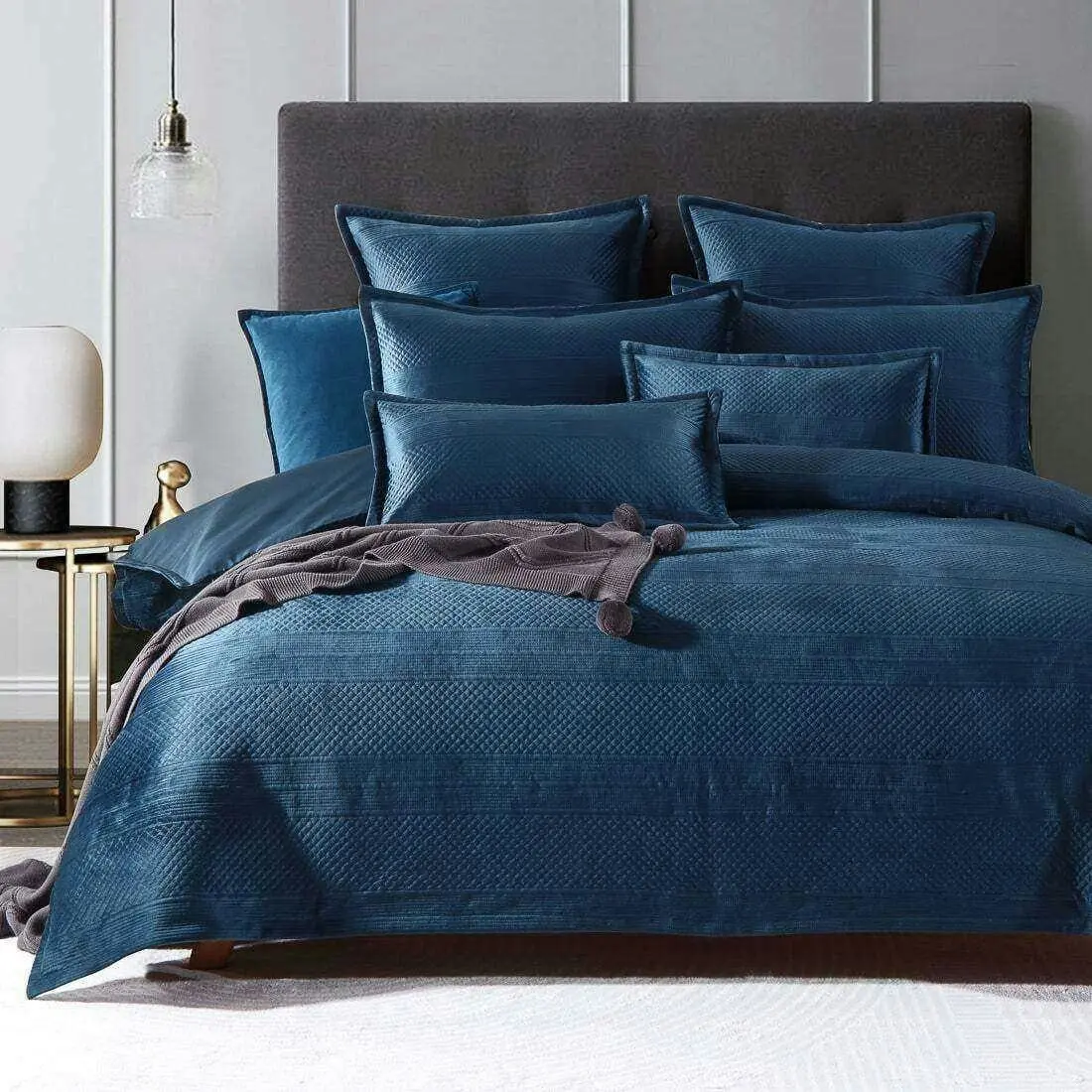 Emma Quilt Cover Set Navy