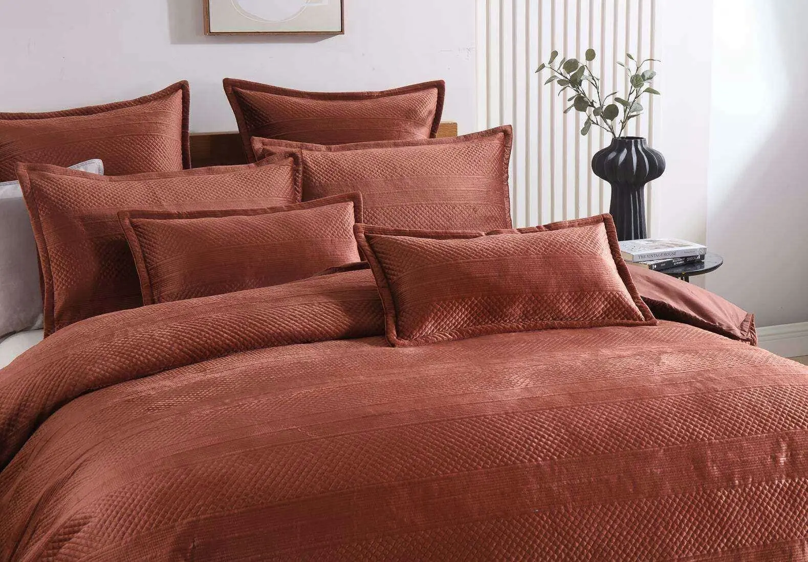 Emma Quilt Cover Set Rust