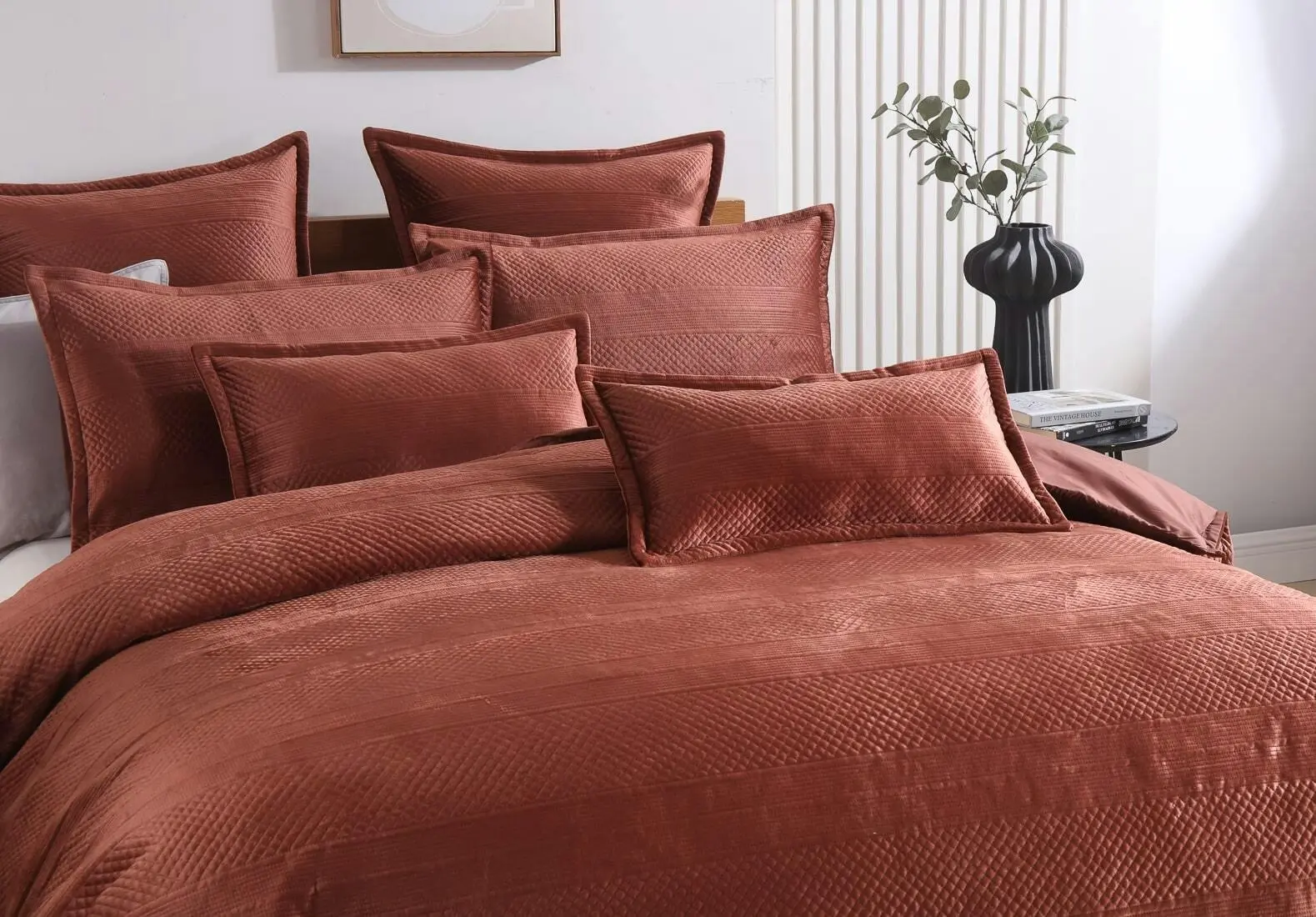 Emma Quilt Cover Set Rust