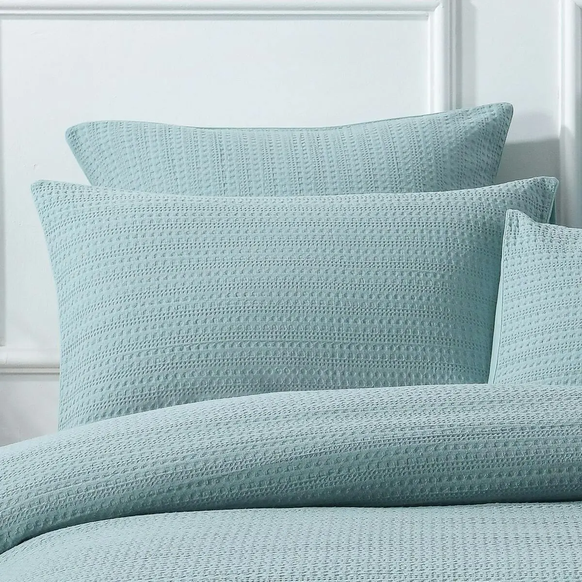 Jax Chunky Waffle Blue Quilt Cover Set