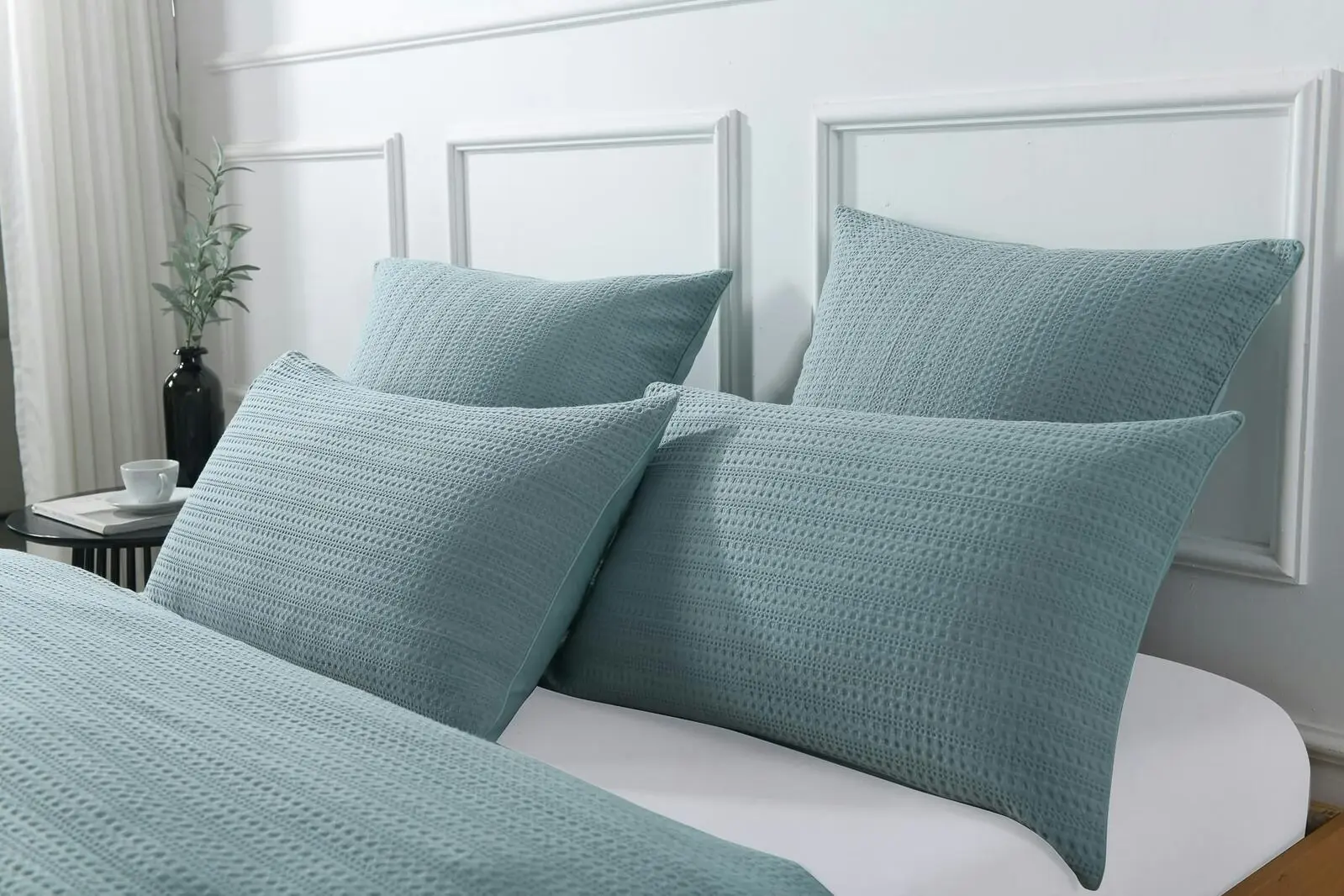 Jax Chunky Waffle Blue Quilt Cover Set