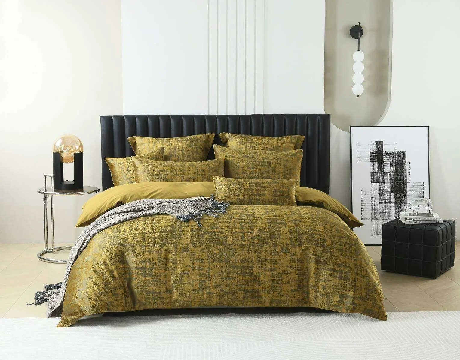 Boston Mustard Velvet Quilt Cover Set