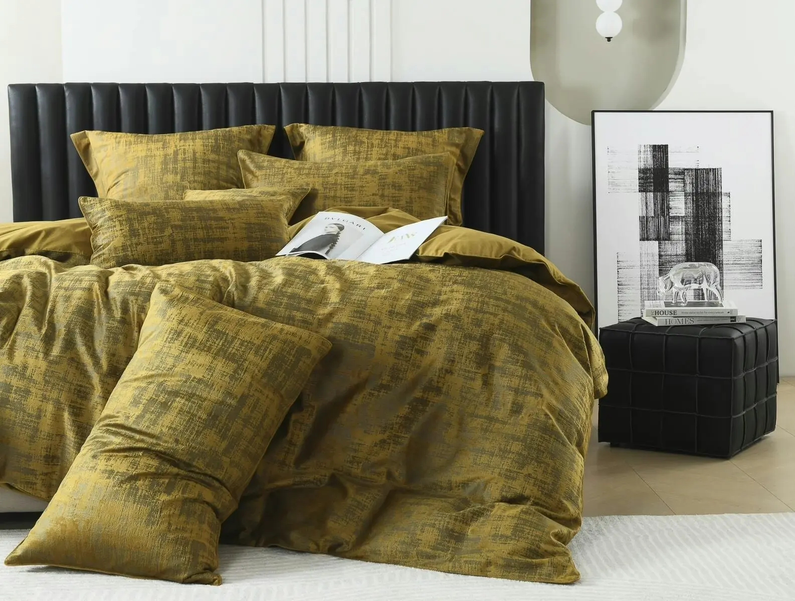 Boston Mustard Velvet Quilt Cover Set