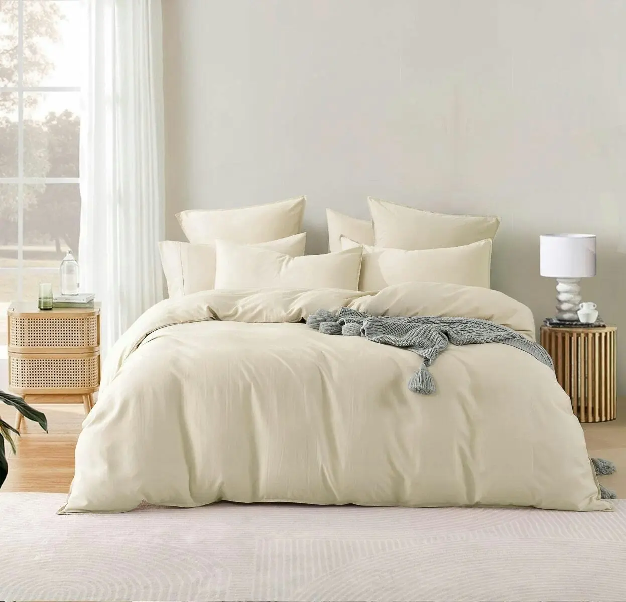 Bamboo Linen Quilt Cover Set Natural (Linen)