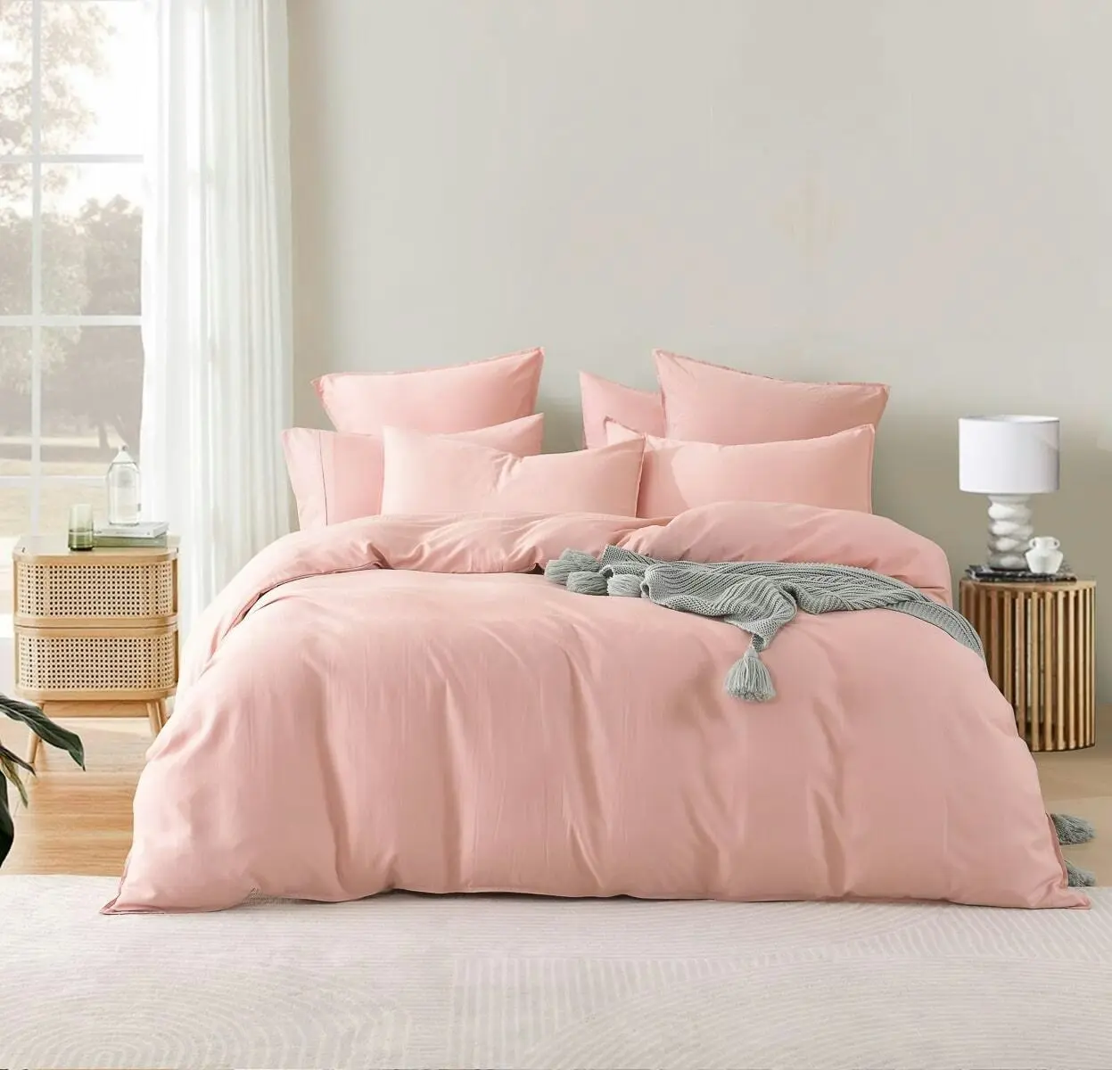 Bamboo Linen Quilt Cover Set Pink