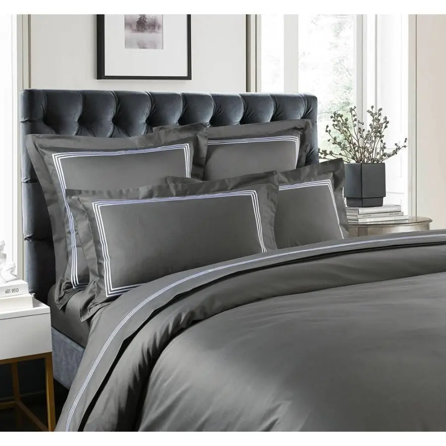 Ritz 1000TC Embroidered Charcoal Quilt Cover Set