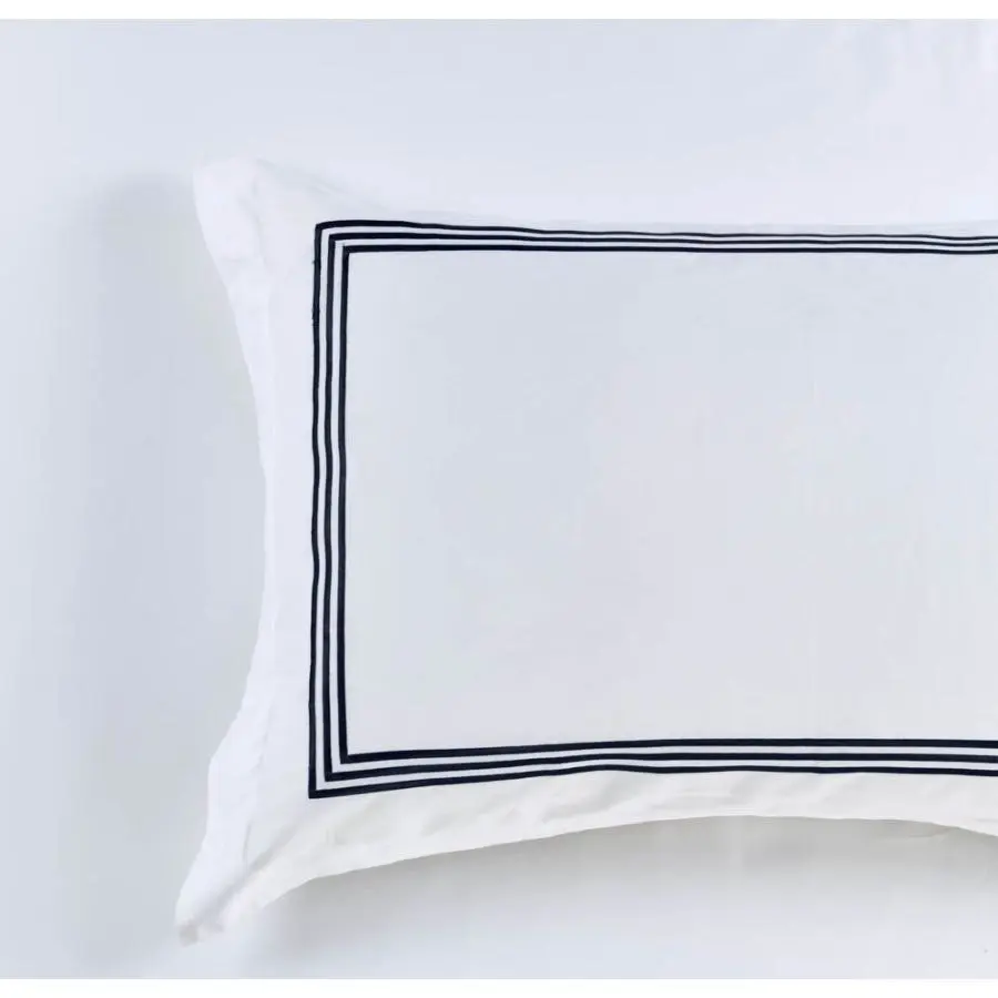 Ritz 1000TC Embroidered White with Navy Quilt Cover Set