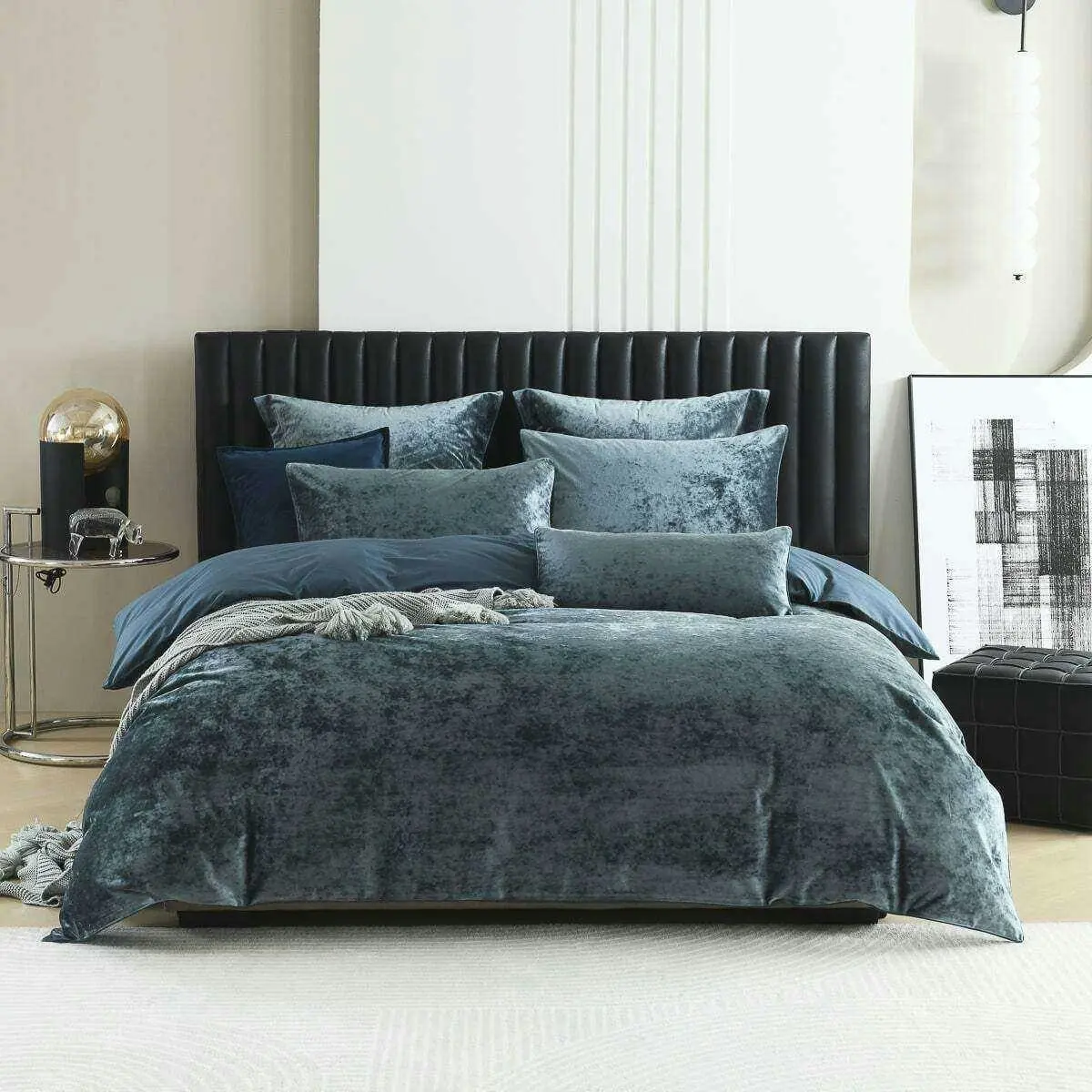 Cody Steel Velvet Quilt Cover Set