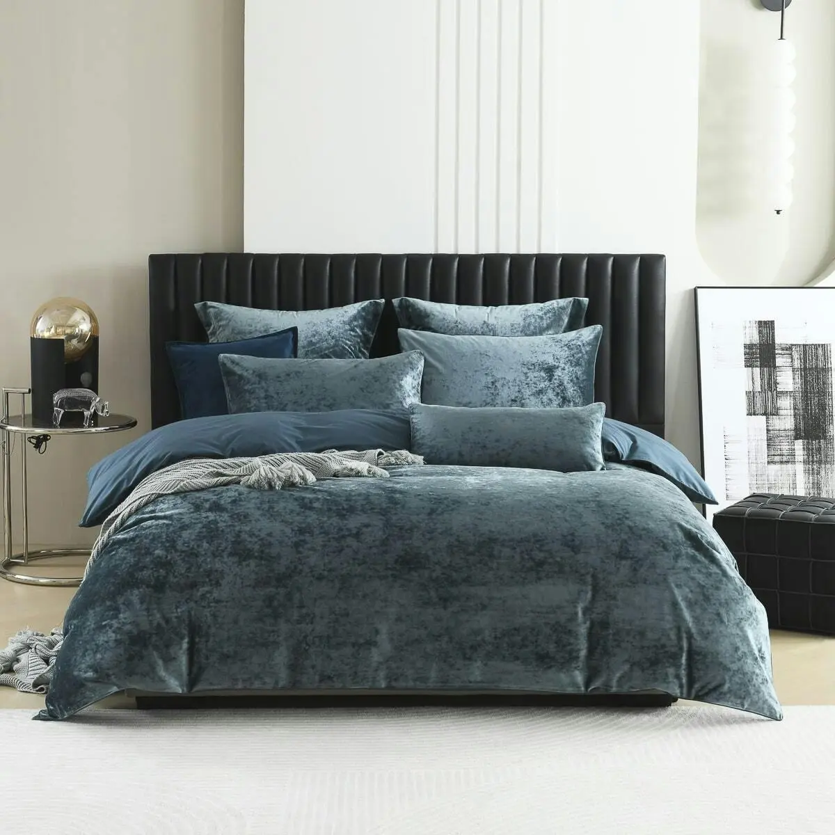 Cody Steel Velvet Quilt Cover Set