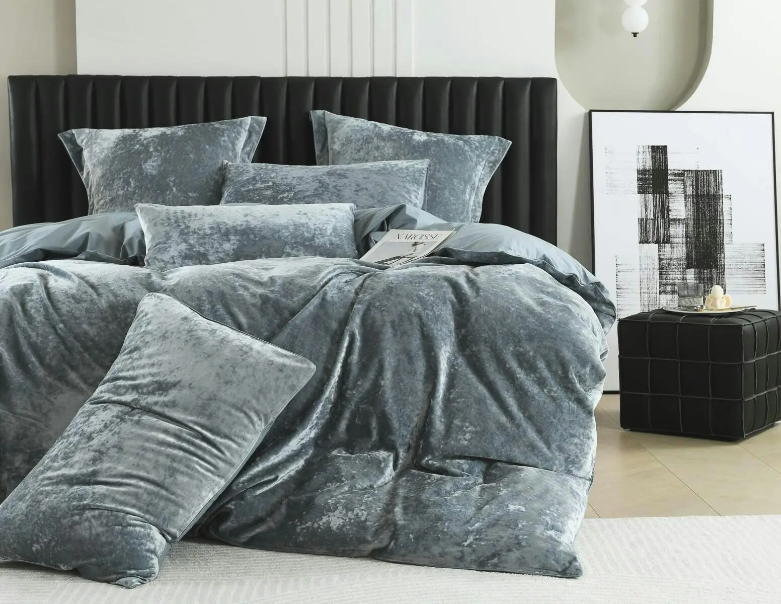 Cody Silver Velvet Quilt Cover Set