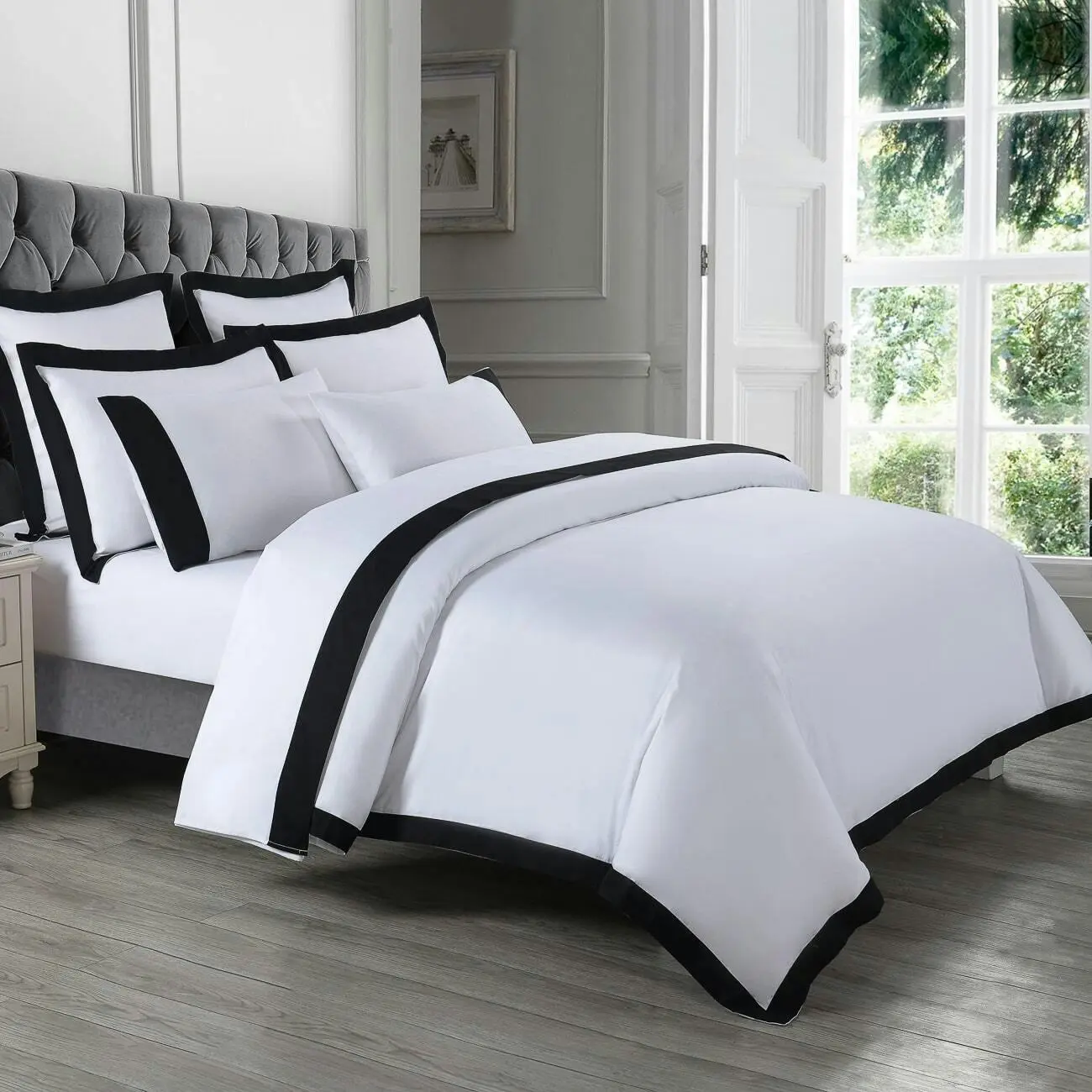 Plaza Black 1000TC Quilt Cover Set