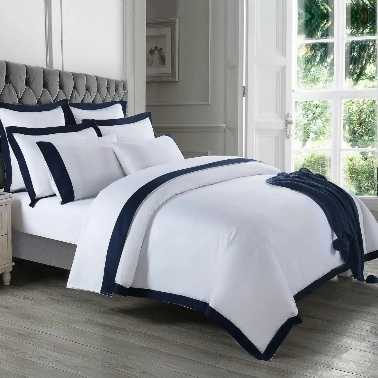 Plaza Navy 1000TC Quilt Cover Set