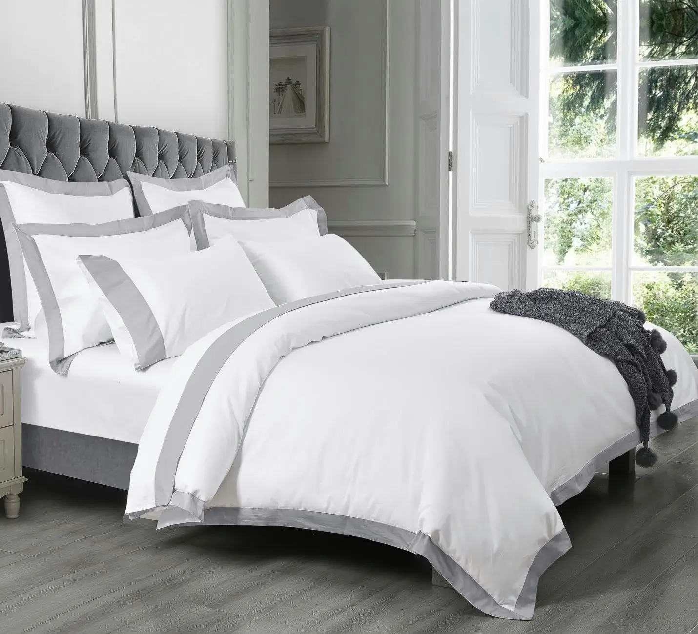 Plaza Grey 1000TC Quilt Cover Set