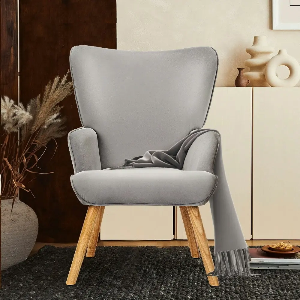 Furb Armchair Lounge Chair Upholstered Accent Tub Chairs Dutch Velvet Sofa Grey