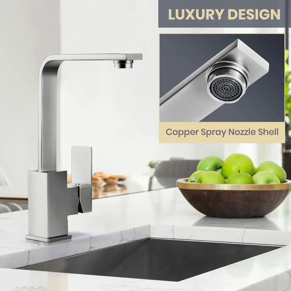 Simplus Brass Swivel Kitchen Mixer Tap Laundry Sink Basin Faucet Brushed Silver