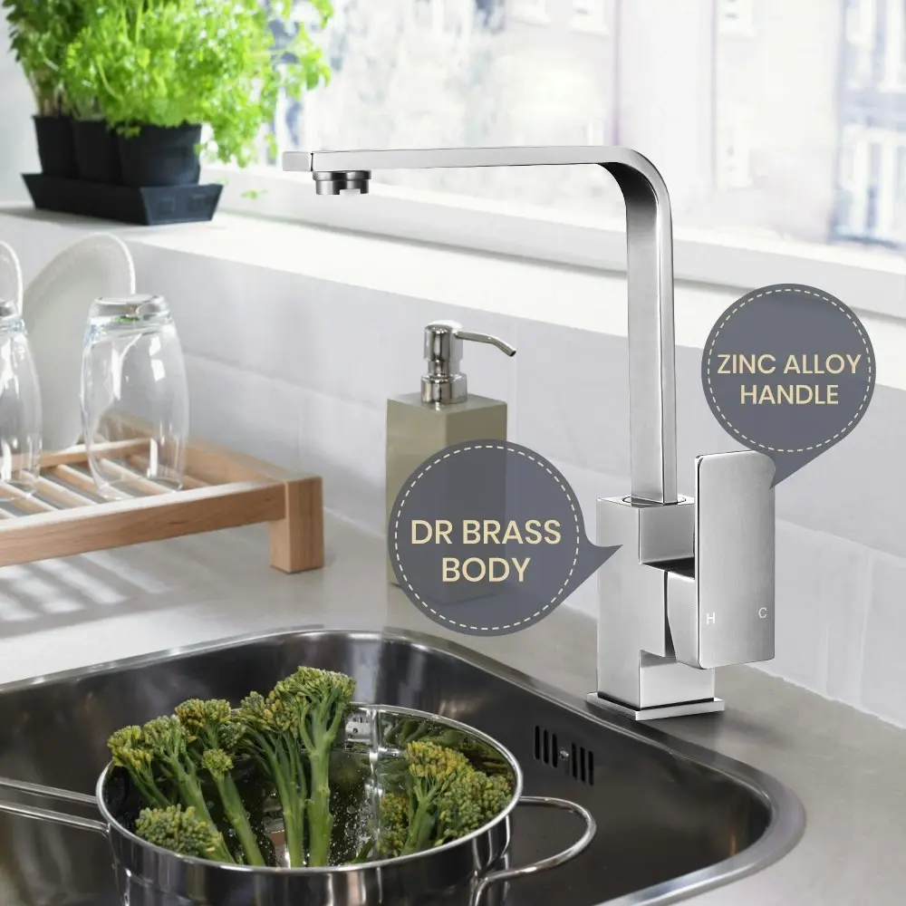 Simplus Brass Swivel Kitchen Mixer Tap Laundry Sink Basin Faucet Brushed Silver