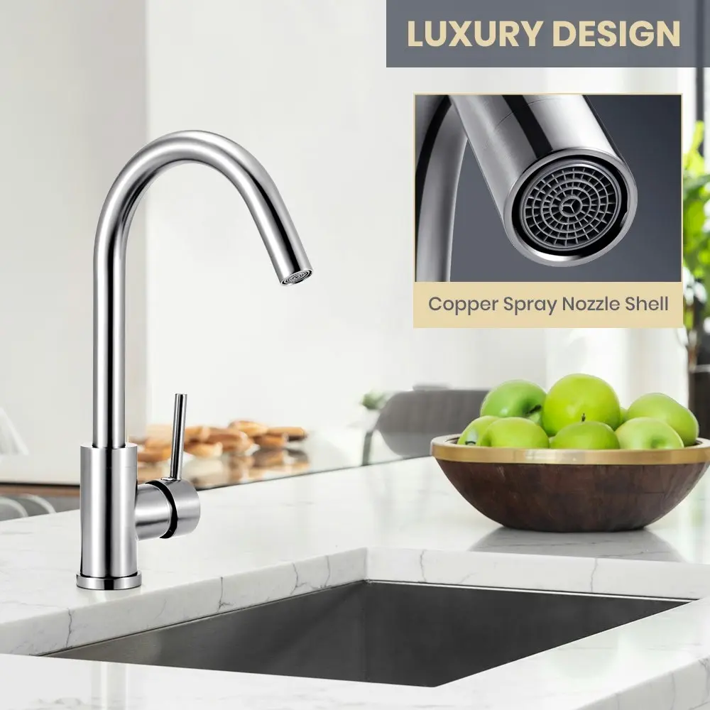 Simplus Kitchen Mixer Tap Swivel Laundry Sink Faucet Solid Brass Brushed Nickel