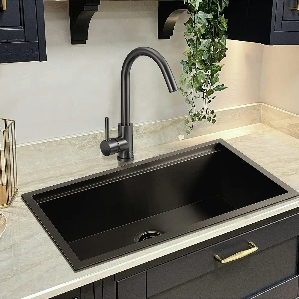 Simplus Kitchen Mixer Tap 360¡ã Swivel Laundry Sink Faucet Solid Brass Gun Gray