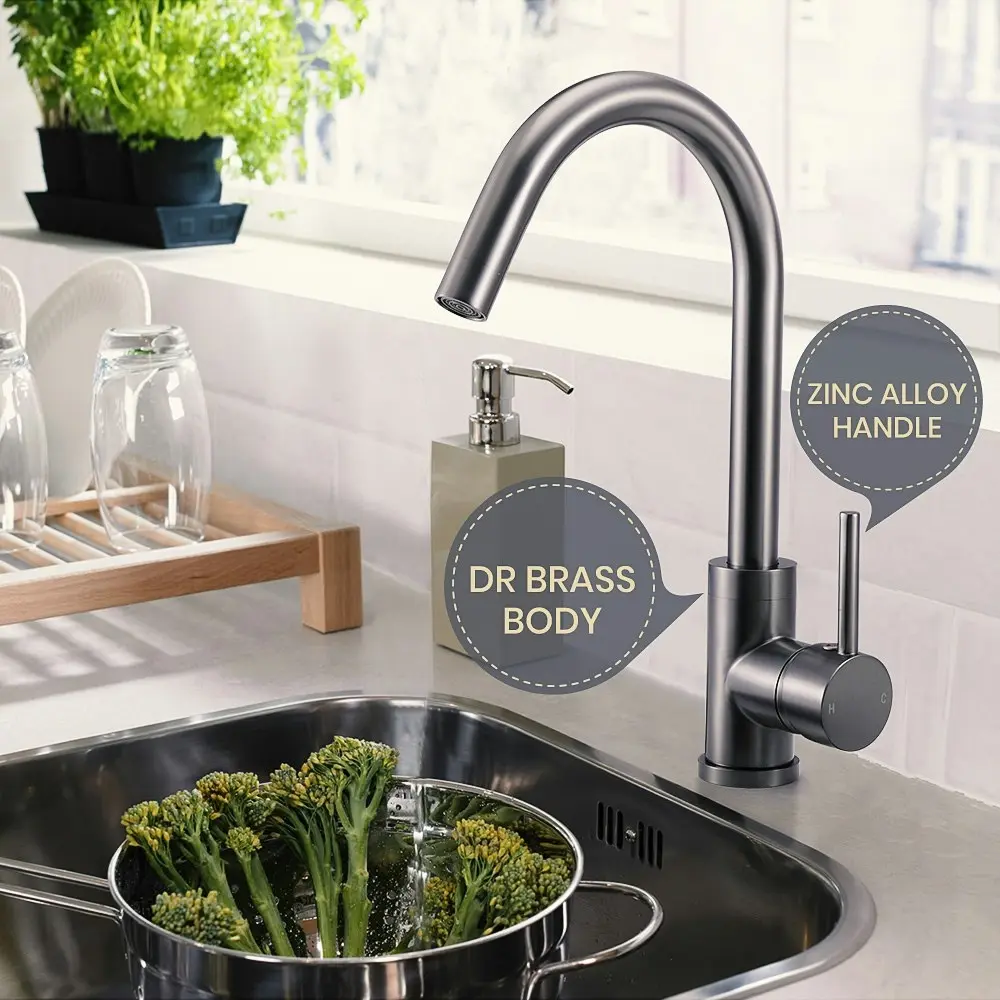 Simplus Kitchen Mixer Tap 360¡ã Swivel Laundry Sink Faucet Solid Brass Gun Gray