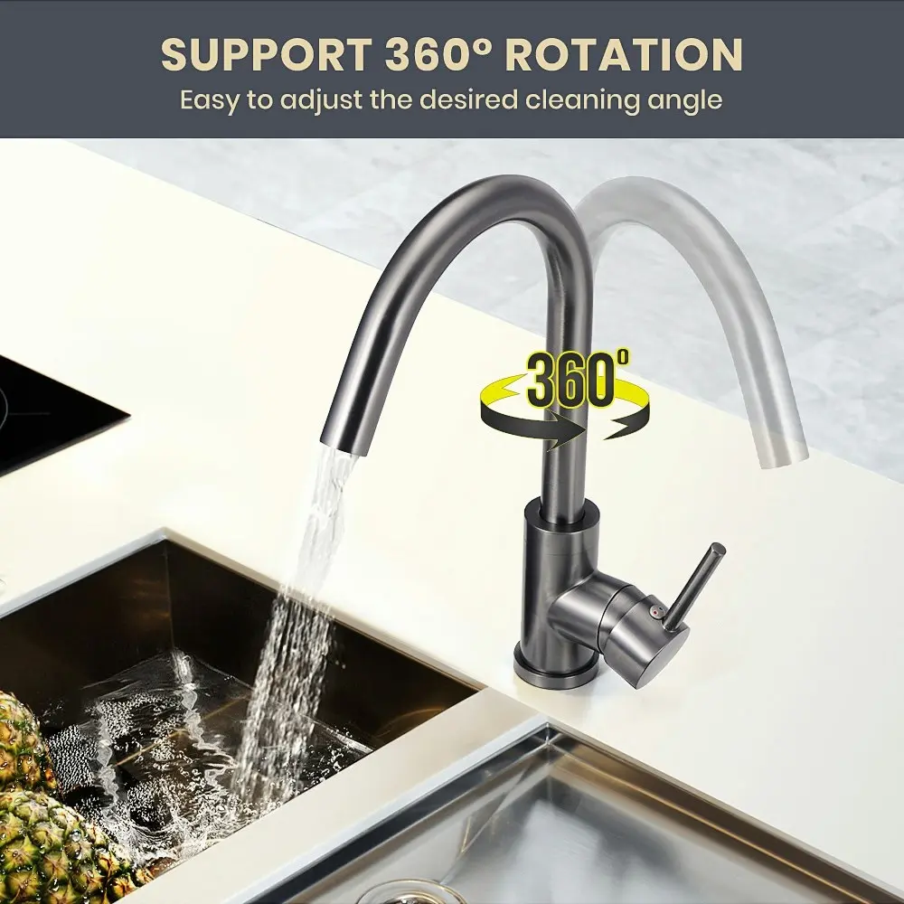 Simplus Kitchen Mixer Tap 360¡ã Swivel Laundry Sink Faucet Solid Brass Gun Gray