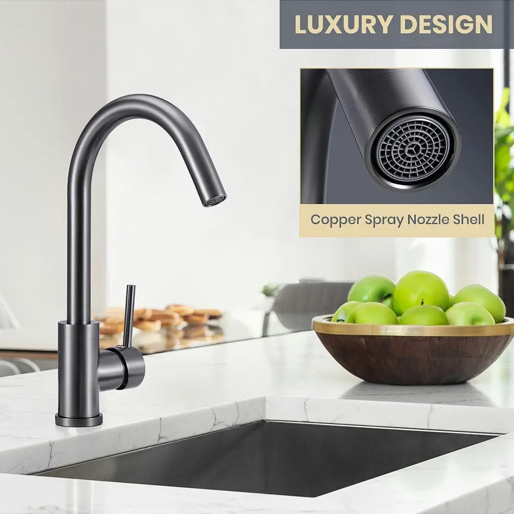 Simplus Kitchen Mixer Tap 360¡ã Swivel Laundry Sink Faucet Solid Brass Gun Gray