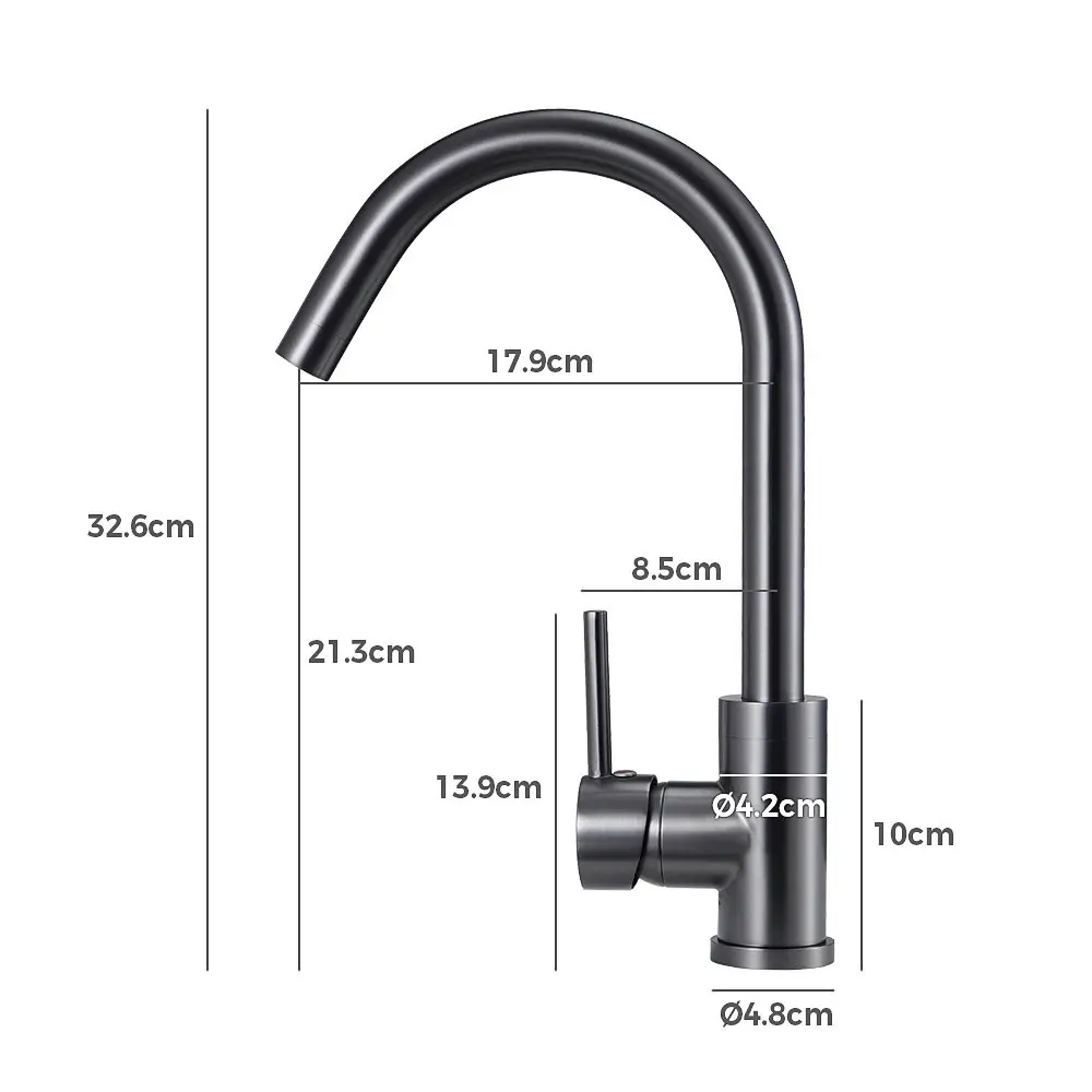 Simplus Kitchen Mixer Tap 360¡ã Swivel Laundry Sink Faucet Solid Brass Gun Gray