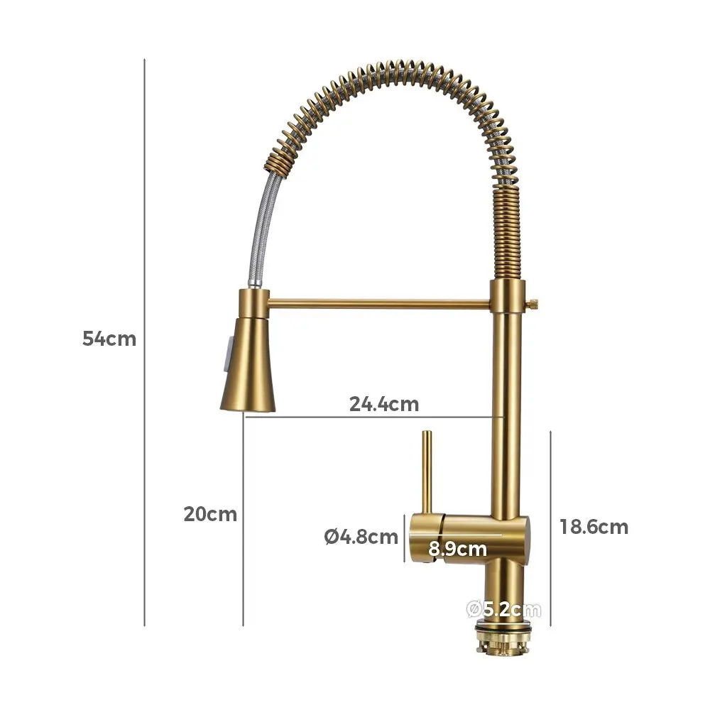 Simplus Kitchen Mixer Tap Pull Out Sink Faucet Basin Brass Swivel Taps WELS Gold