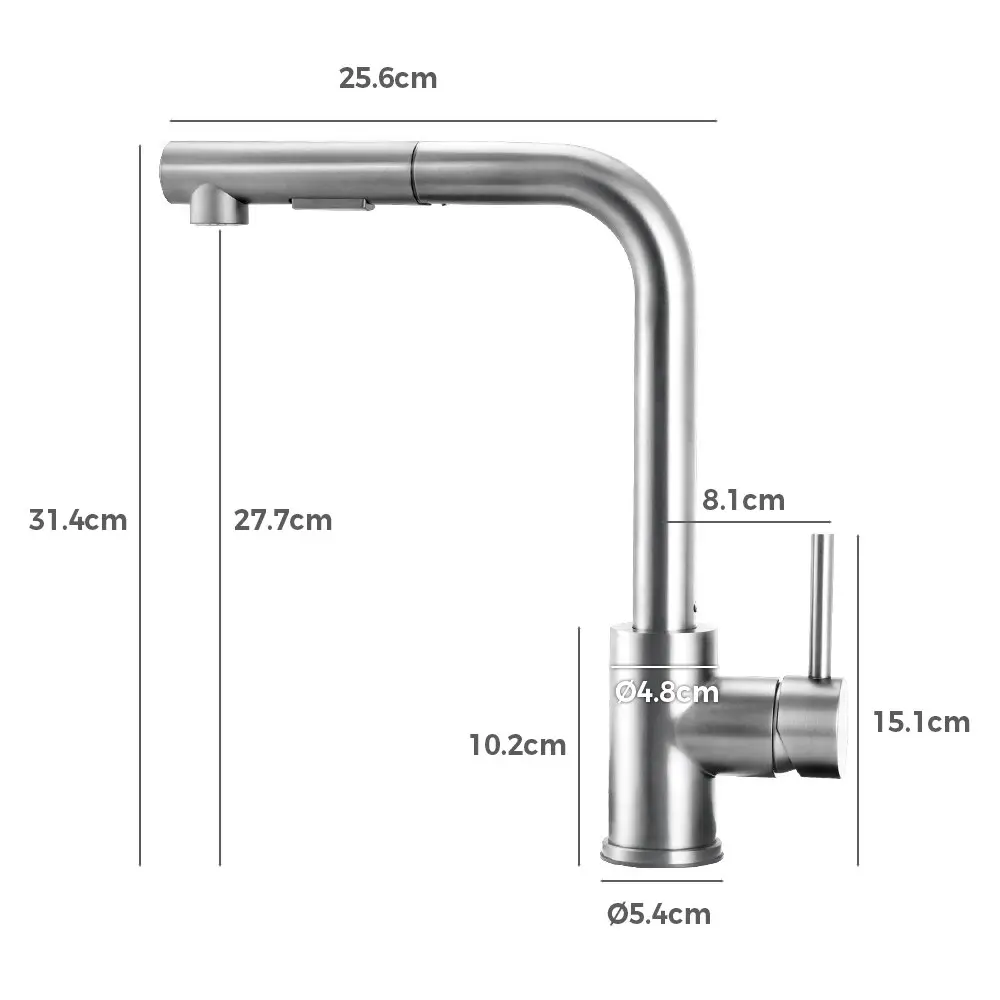 Simplus Kitchen Tap Pull Out Mixer Taps Sink Basin Faucet Swivel Brushed Nickel