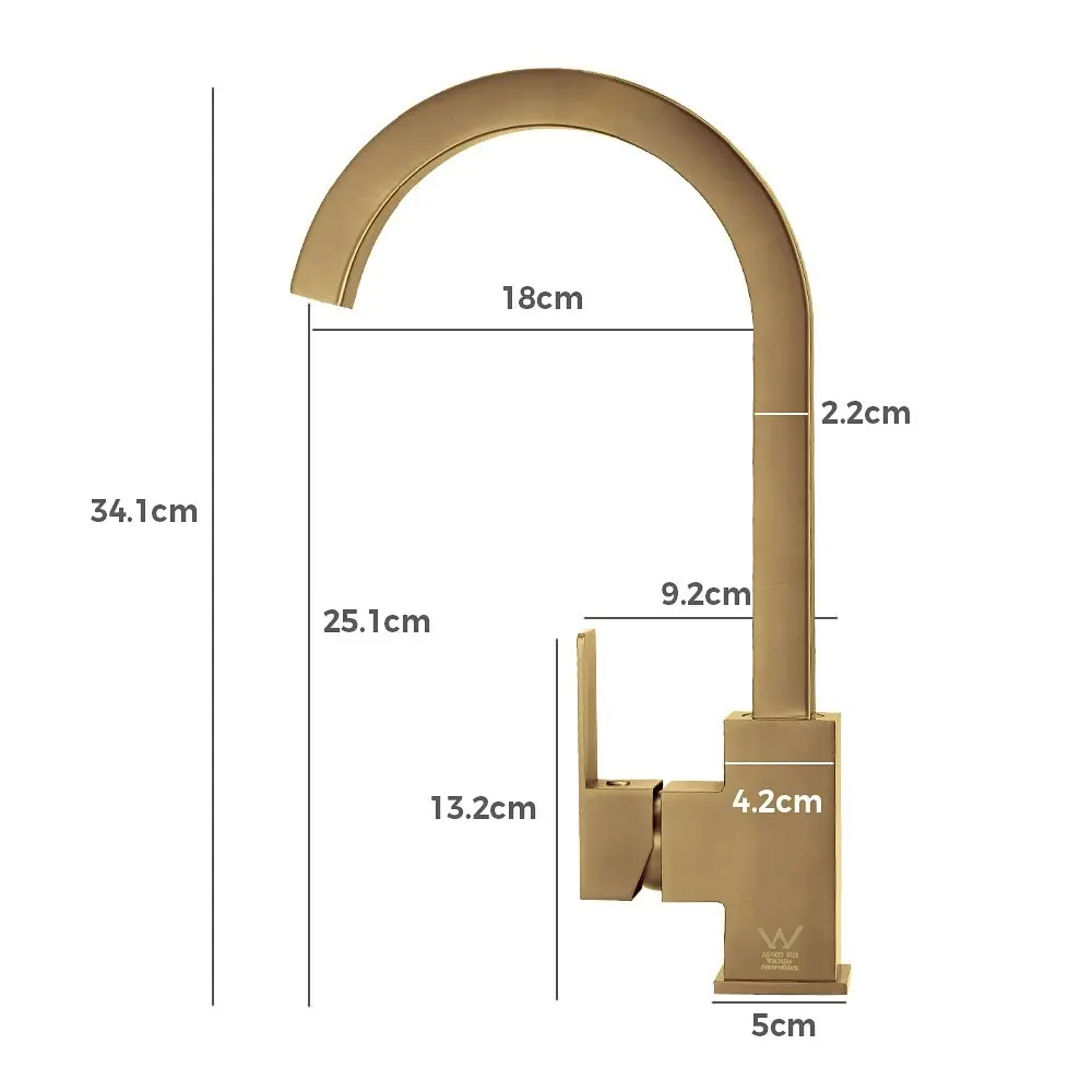 Simplus Brass Kitchen Mixer Tap Sink Faucet Taps Laundry Swivel Brushed Gold