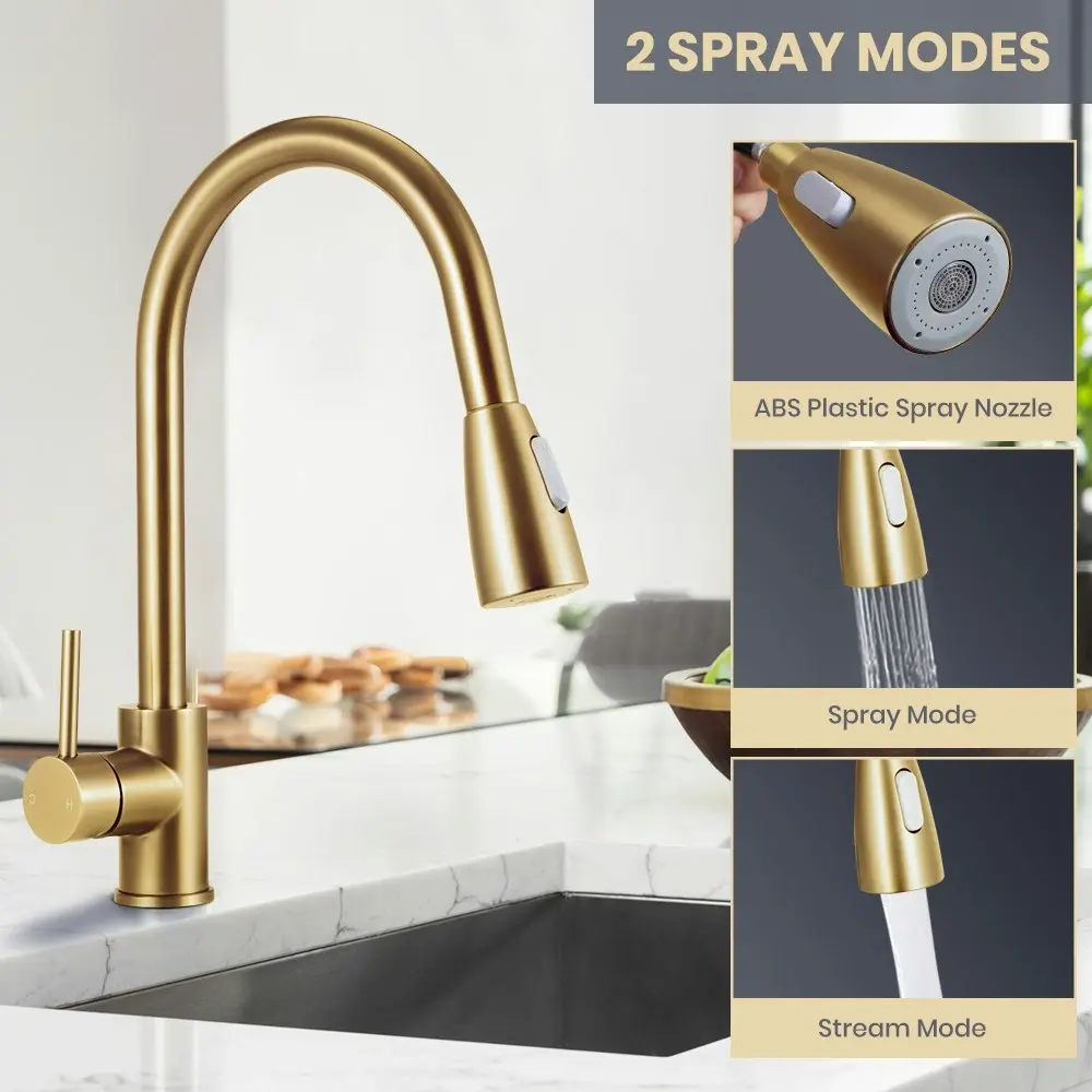 Simplus Brass Pull Out Mixer Tap Swivel Kitchen Sink Laundry Basin Faucet Spout