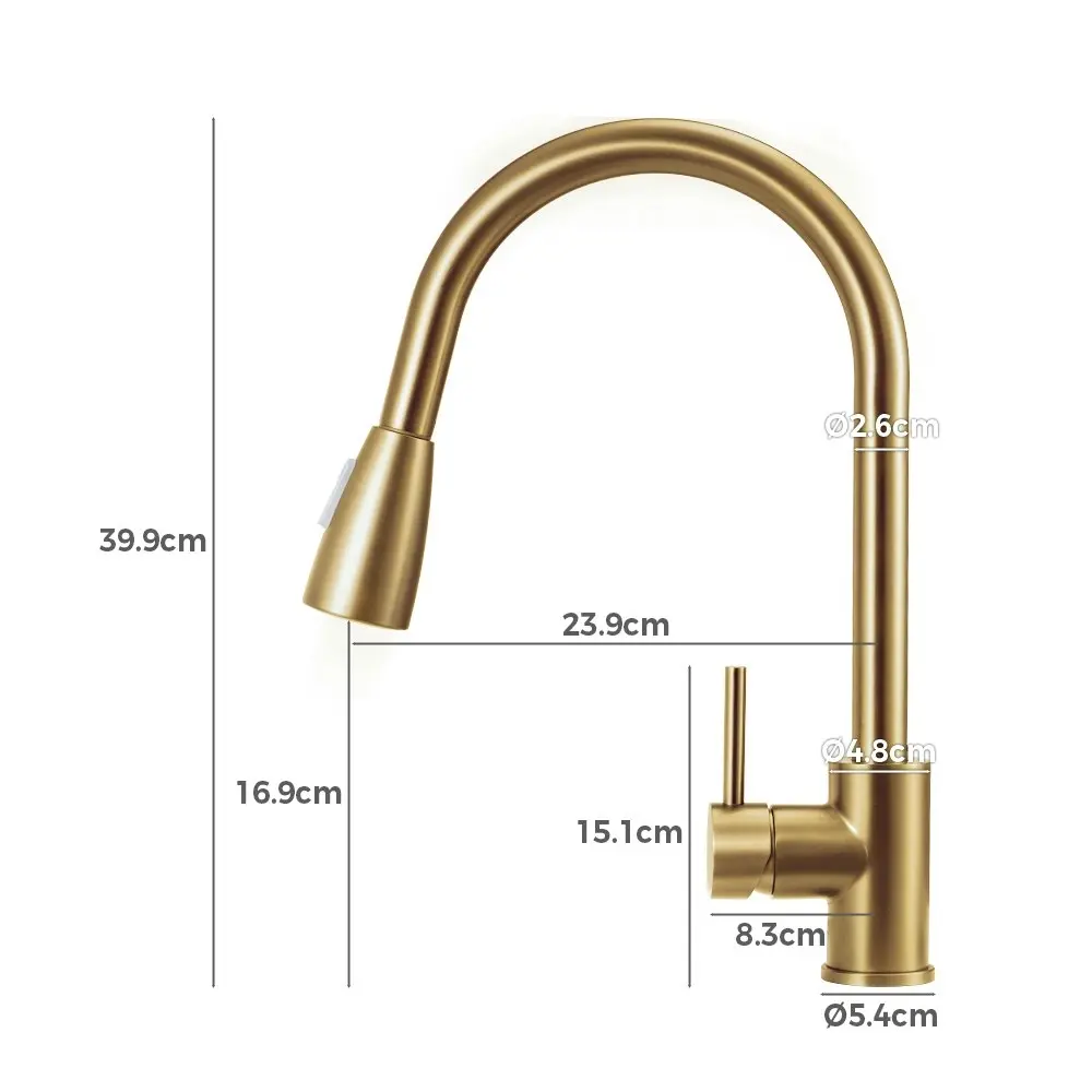 Simplus Brass Pull Out Mixer Tap Swivel Kitchen Sink Laundry Basin Faucet Spout