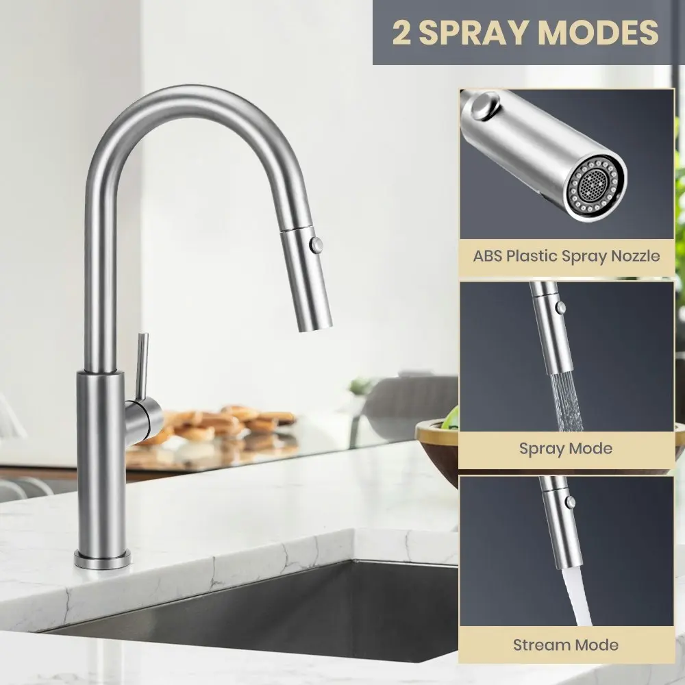 Simplus Pull Out Kitchen Sink Mixer Faucet Tap 360¡ã Swivel Spout Brushed Nickel