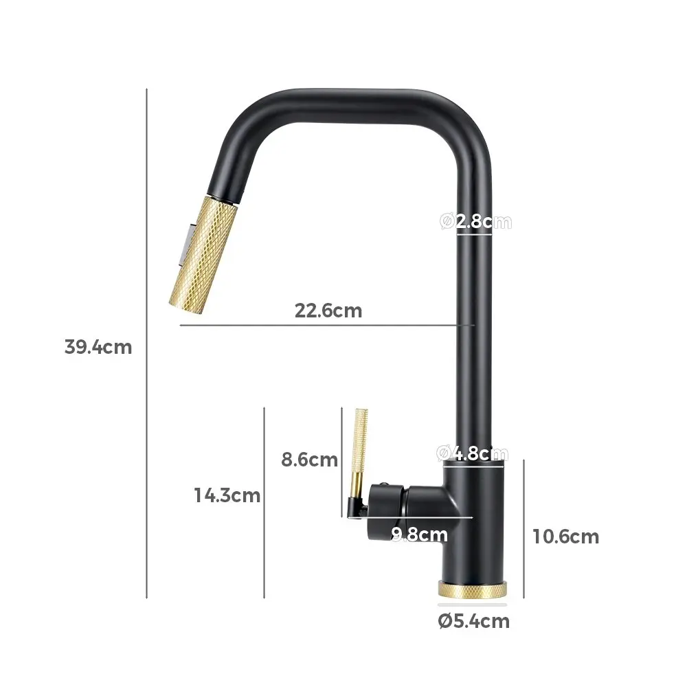 Simplus Pull Out Kitchen Sink Mixer Tap Laundry Faucet Taps Swivel Matt Black