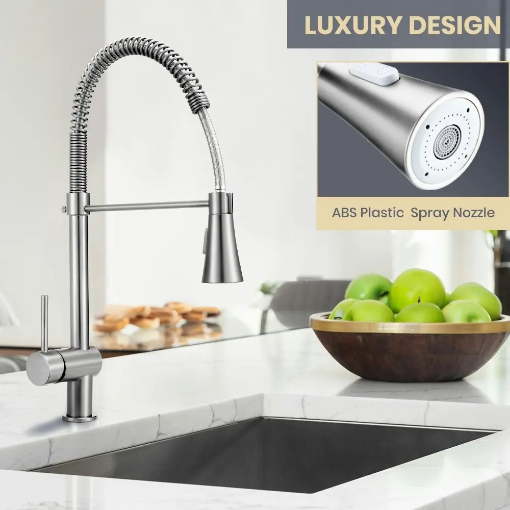 Simplus Kitchen Mixer Tap Pull Out Sink Faucet Basin Brass Swivel WELS Brushed