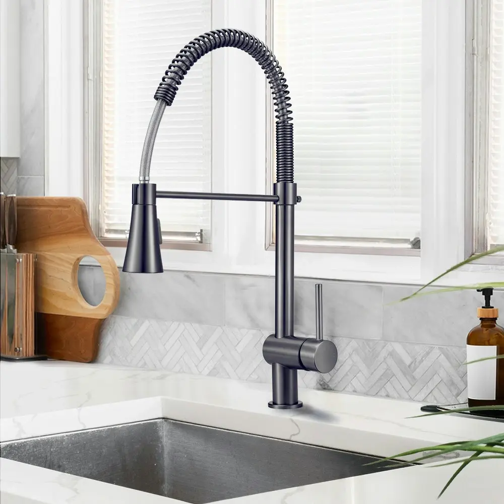 Simplus Kitchen Mixer Tap Pull Out Sink Faucet Basin Brass Swivel Taps WELS Grey