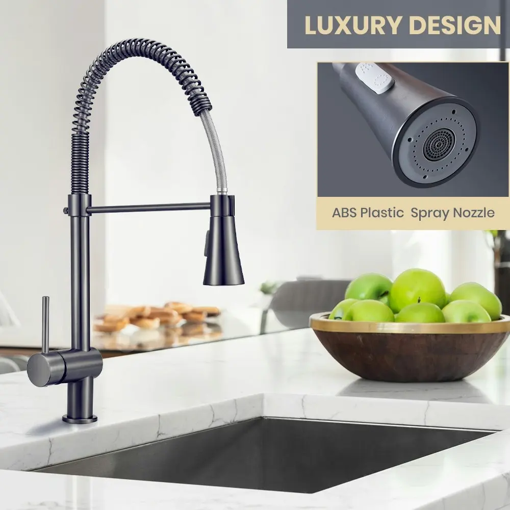 Simplus Kitchen Mixer Tap Pull Out Sink Faucet Basin Brass Swivel Taps WELS Grey