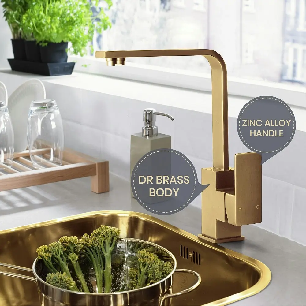 Simplus Brass Swivel Kitchen Mixer Tap Laundry Sink Taps Basin Faucet WELS Gold