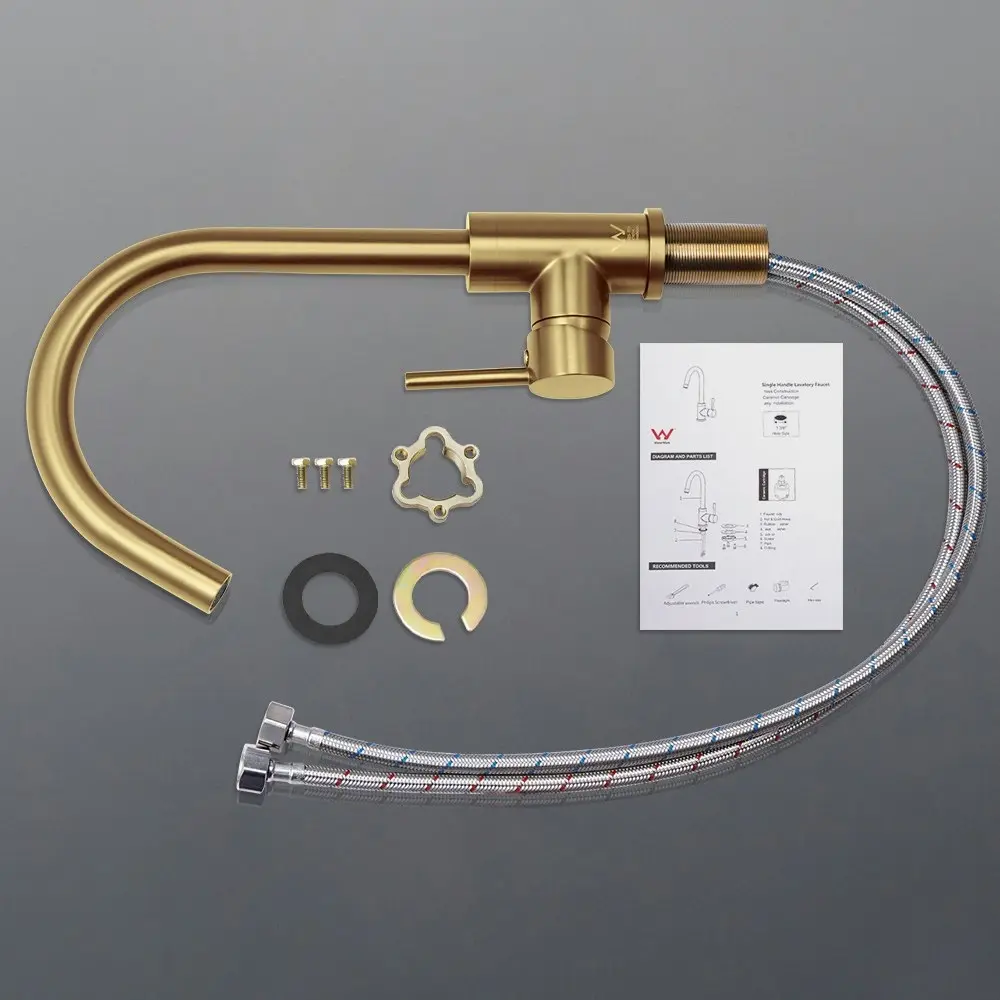 Simplus Kitchen Mixer Tap Swivel Laundry Sink Faucet Solid Brass Brushed Gold