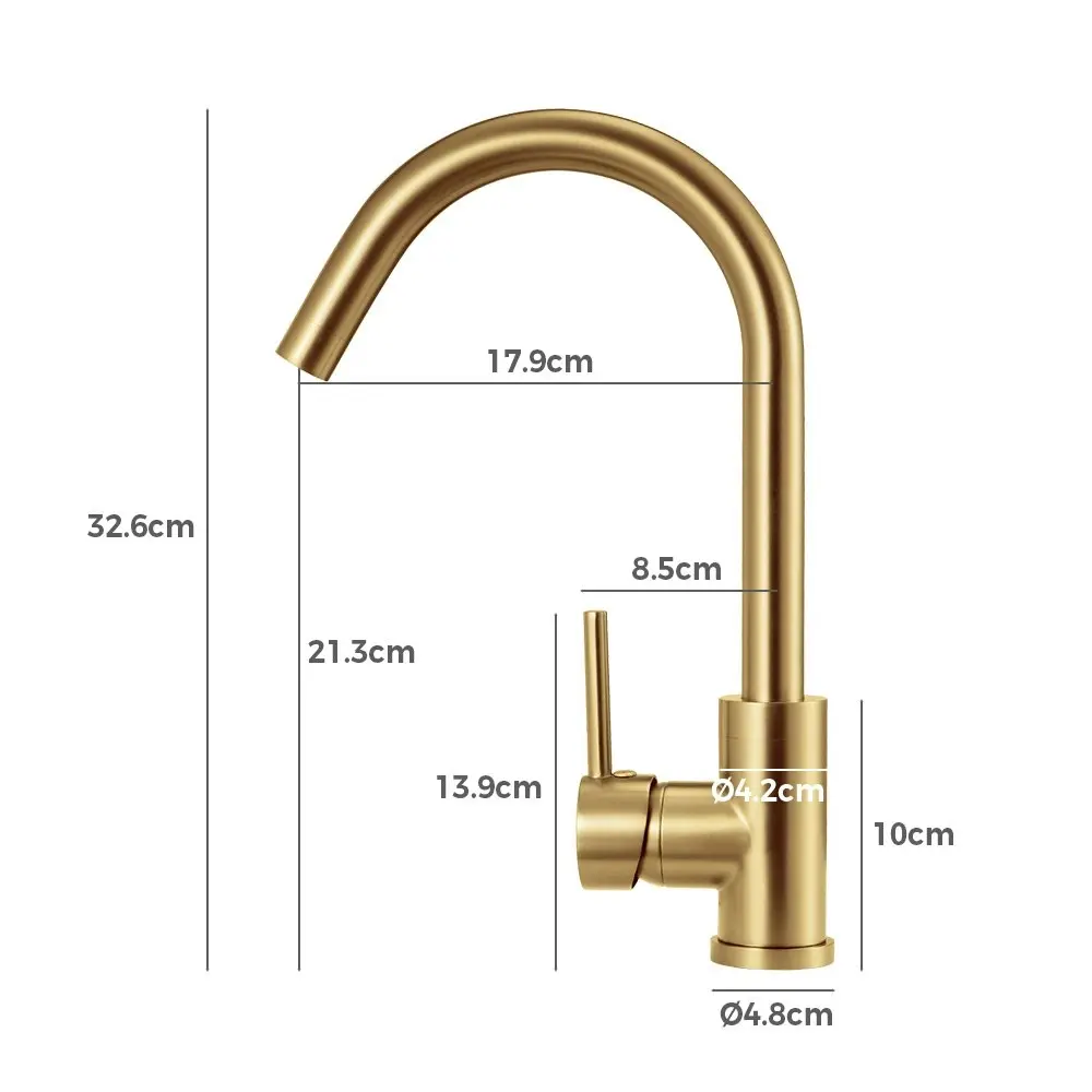 Simplus Kitchen Mixer Tap Swivel Laundry Sink Faucet Solid Brass Brushed Gold