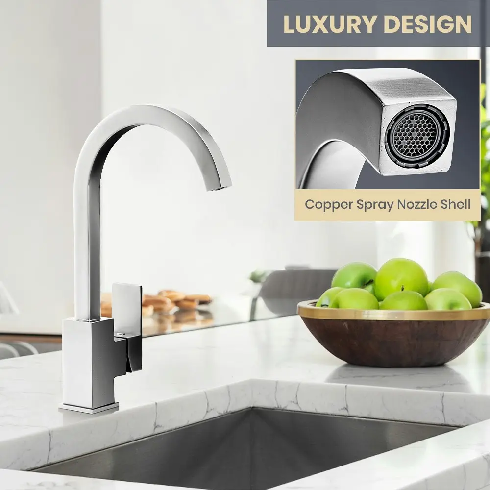 Simplus Brass Kitchen Mixer Tap Sink Faucet Taps Laundry Swivel Brushed Silver