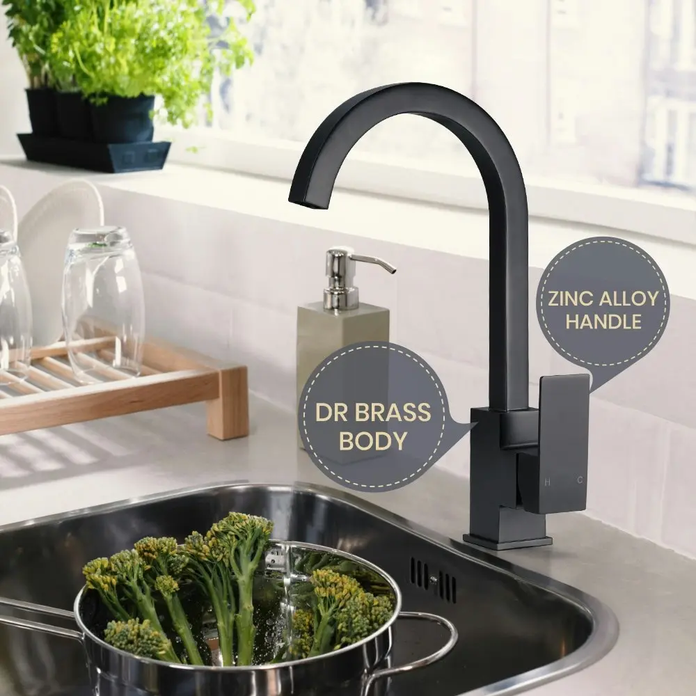 Simplus Brass Kitchen Mixer Tap Sink Faucet Taps Spout Laundry Swivel WELS Grey