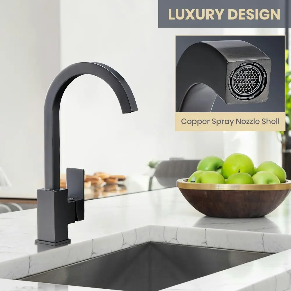 Simplus Brass Kitchen Mixer Tap Sink Faucet Taps Spout Laundry Swivel WELS Grey