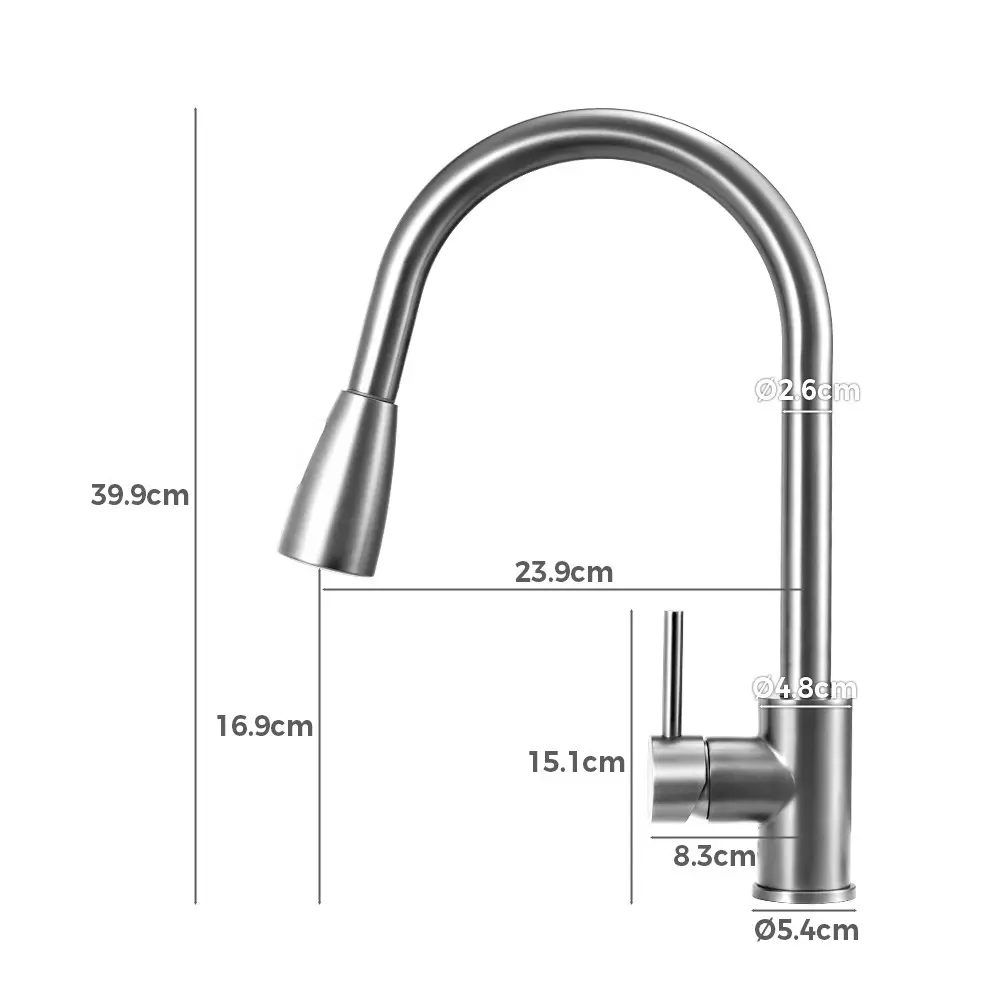 Simplus Brass Pull Out Swivel Spout Kitchen Sink Laundry Mixer Tap Basin Faucet