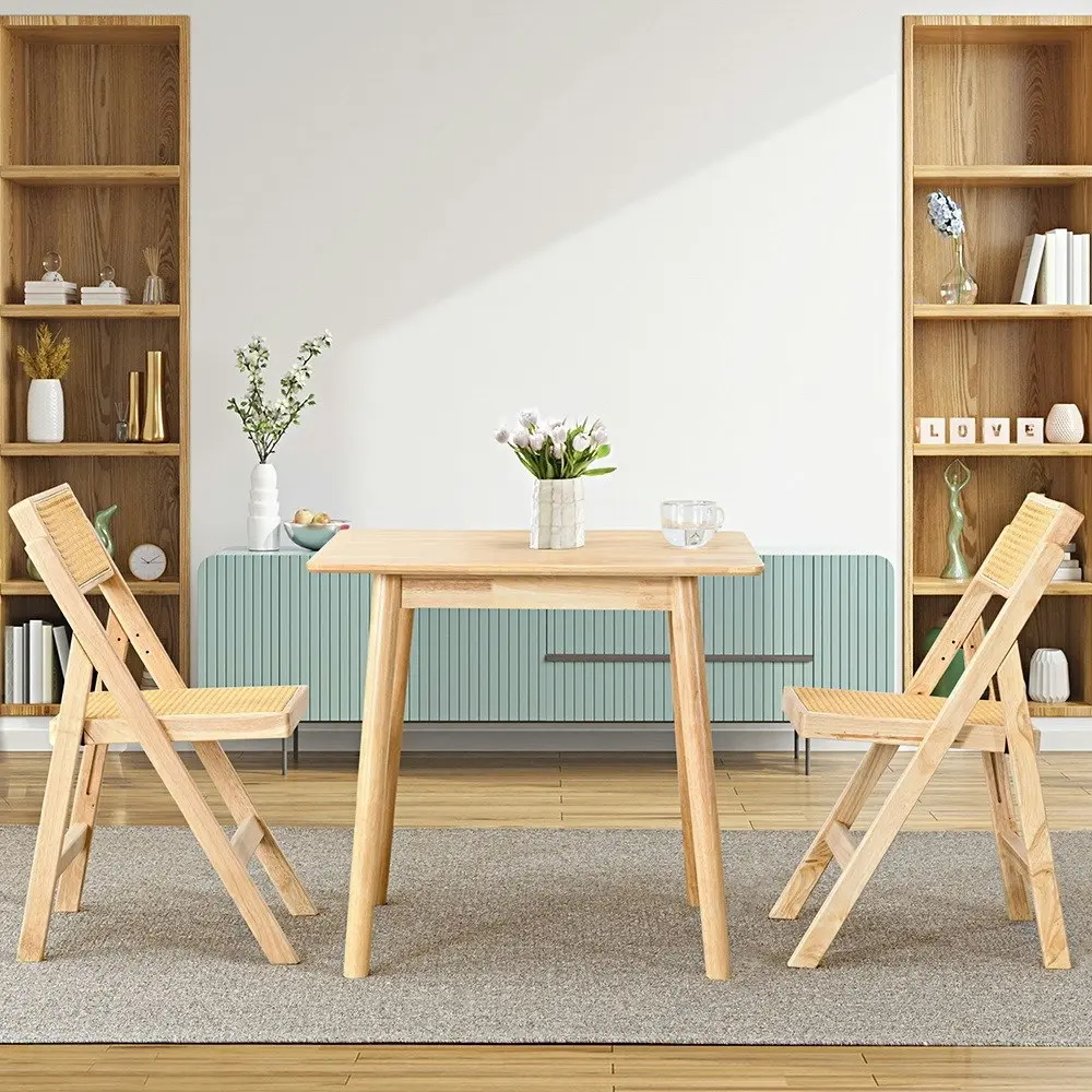 Furb Dining Table Wooden Frame Rectangle Kitchen Modern Natural Oak 80x80cm